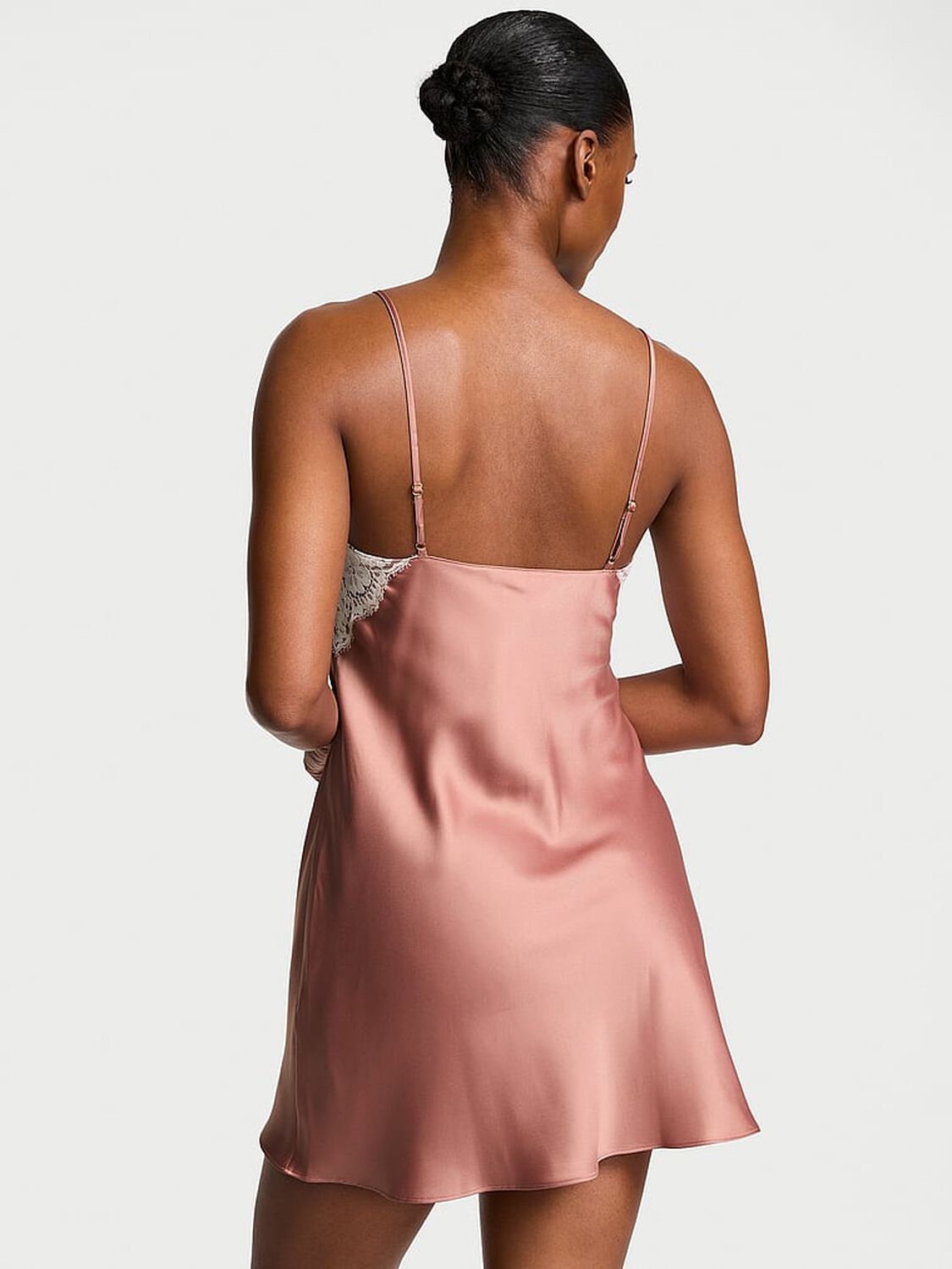 vs Dream Angels Satin Lace-Trim Short Slip Dress Antique Rose 2 of 3 