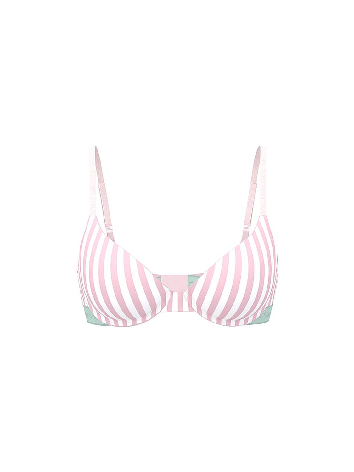 vs The T-Shirt Cotton Lightly Lined Demi Bra Pink Stripes 3 of 3 