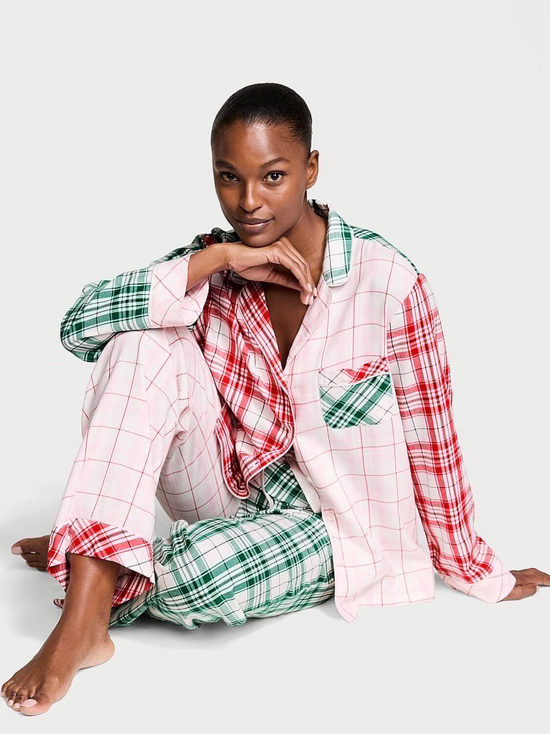 vs Victoria's Secret Flannel Long Pajama Set 1 of 4