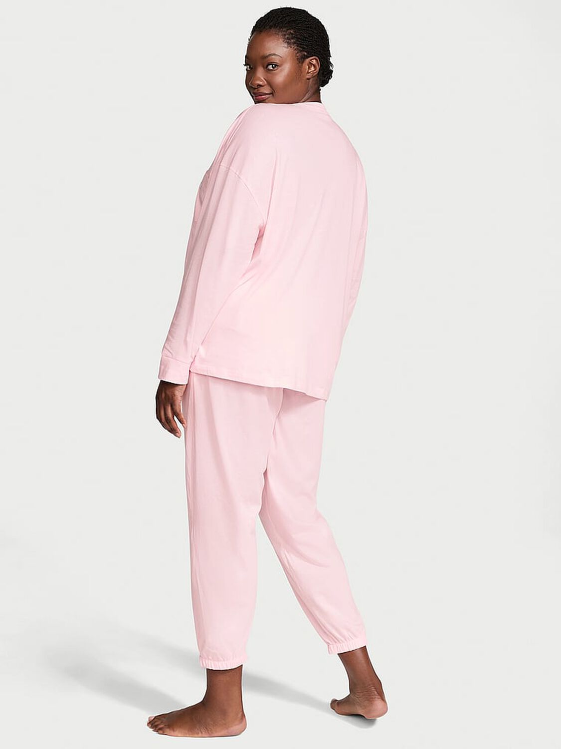 vs Victoria's Secret 100% Cotton Long Pajama Set Angel Pink 2 of 3 