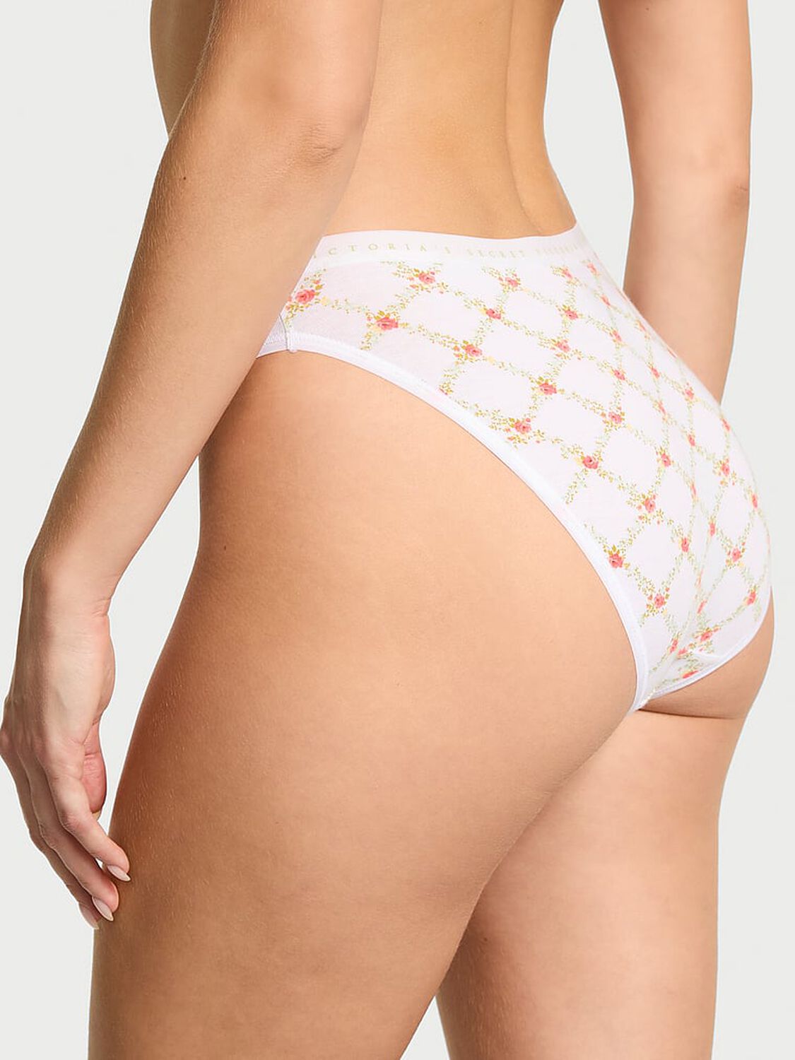 vs Victoria's Secret Stretch Cotton Bikini Panty White Trellis 2 of 3 