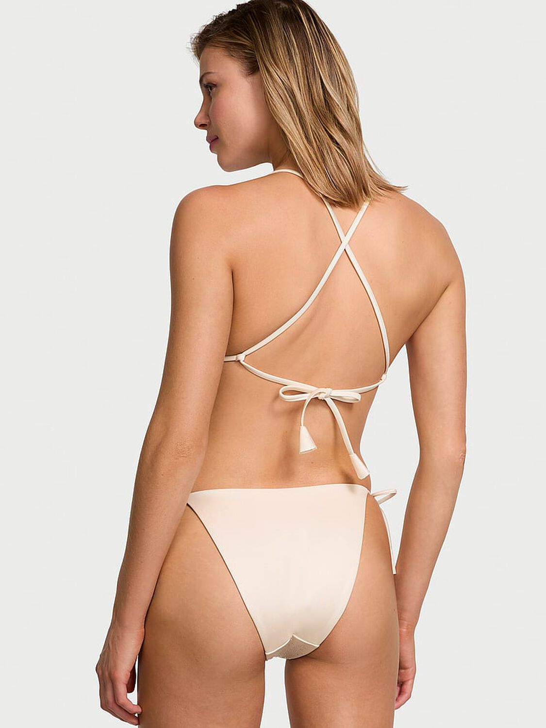 vs Victoria's Secret Swim Rosette Shine Triangle Bikini Top Candlelight 2 of 3 