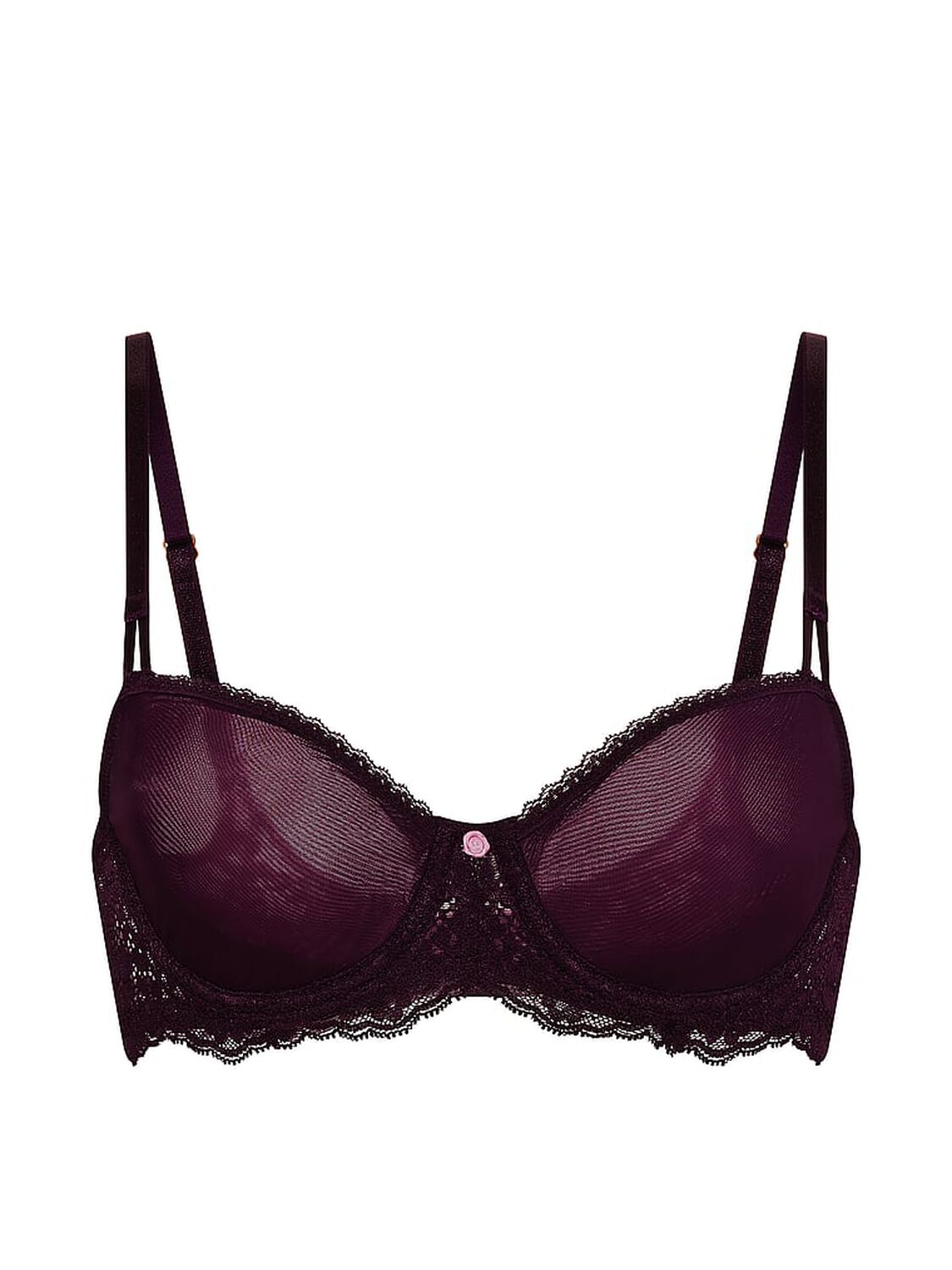 vs Dream Angels Wicked Sheer Unlined Balconette Bra Winter Wine 3 of 3 