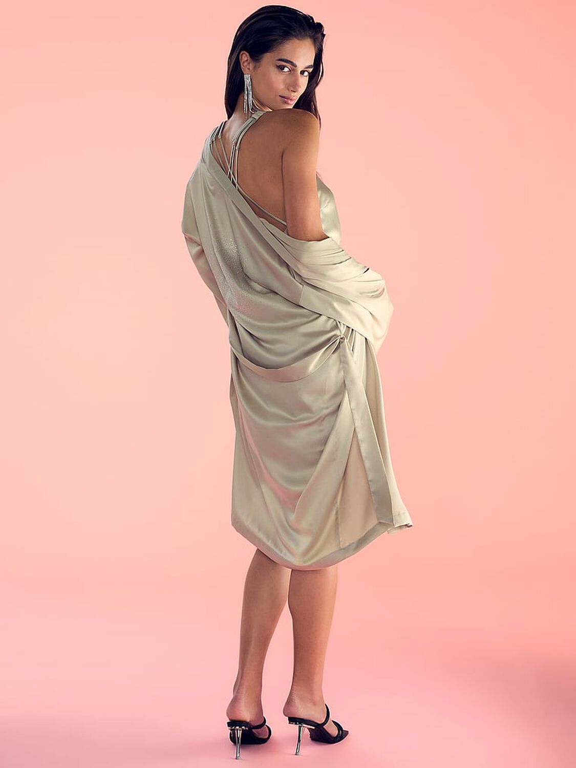 vs Victoria's Secret Scattered Shine Strap Satin Strappy-Back Slip Classic Sandstone 4 of 4 