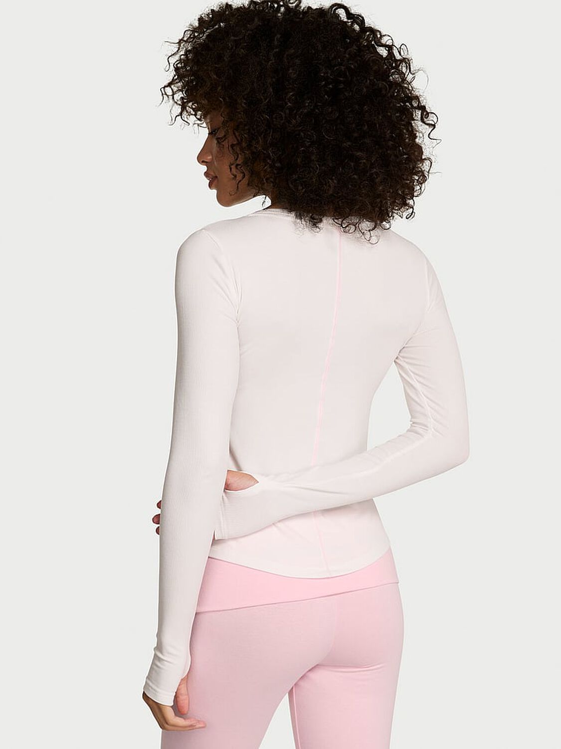 vs Angel Essentials VS Iconic Rib Long-Sleeve Tee Coconut White 2 of 3 