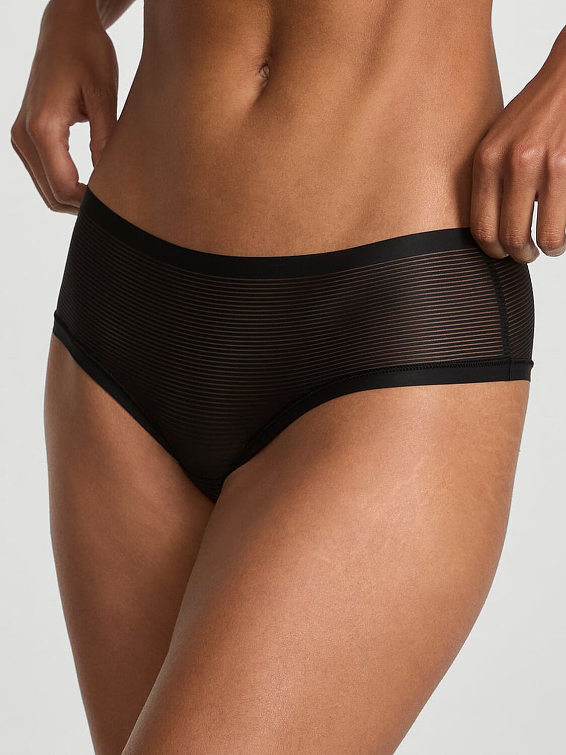 vs No-Show No-Show Stripe Mesh Cheeky Panty Black 3 of 3 