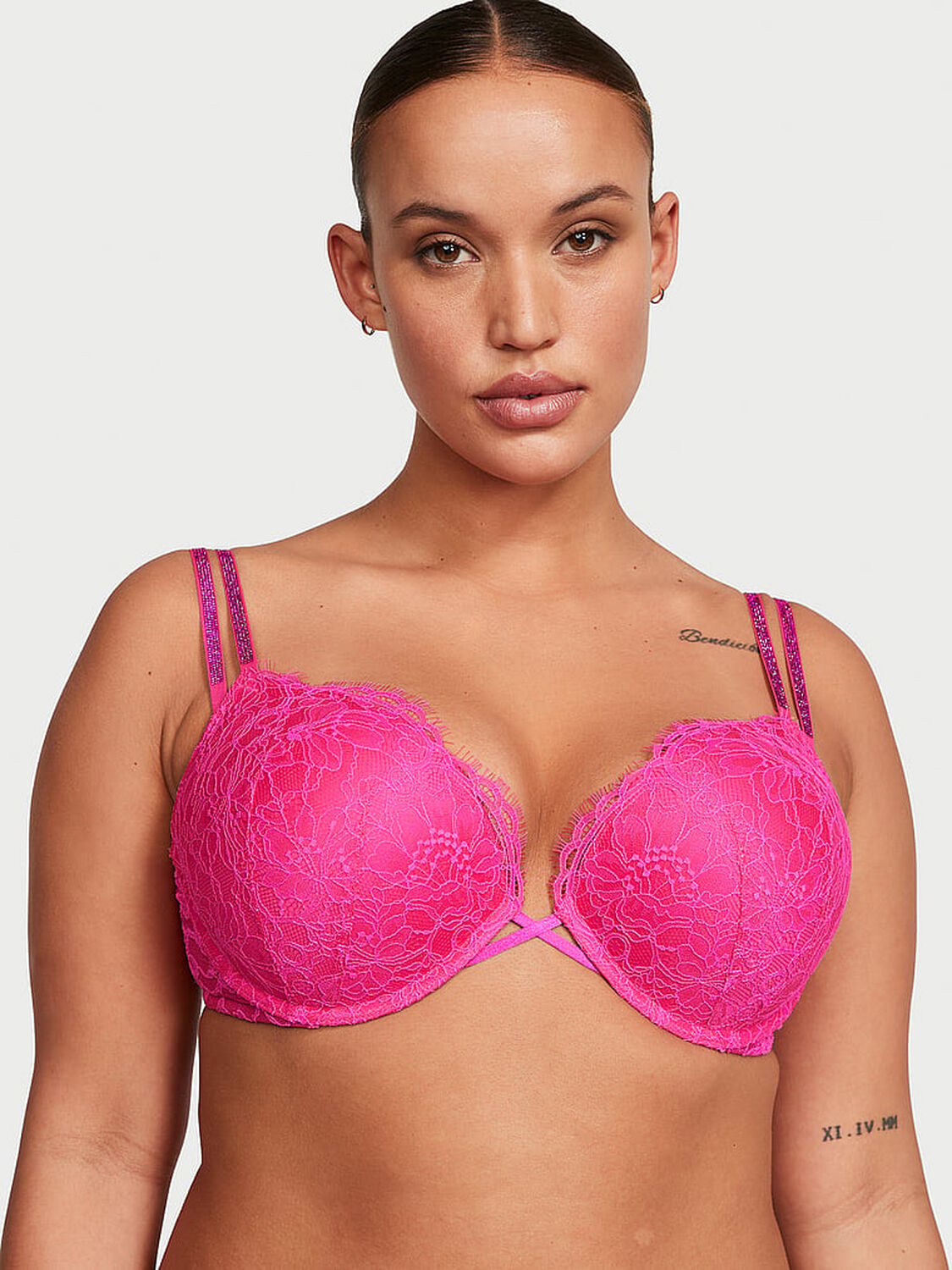 vs Very Sexy Bombshell Add-2-Cups Double Shine Strap Lace Push-Up Bra 1 of 4 