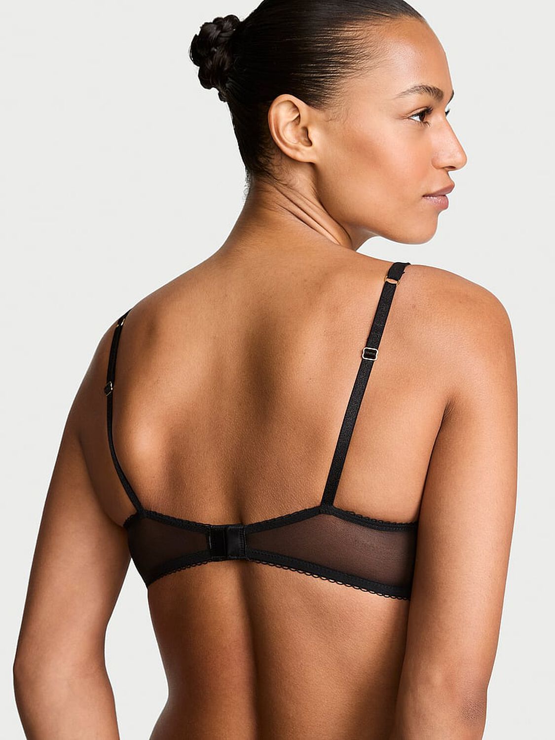 vs Dream Angels Wicked Unlined Lace Mesh-Trim Balconette Bra Black 2 of 3 