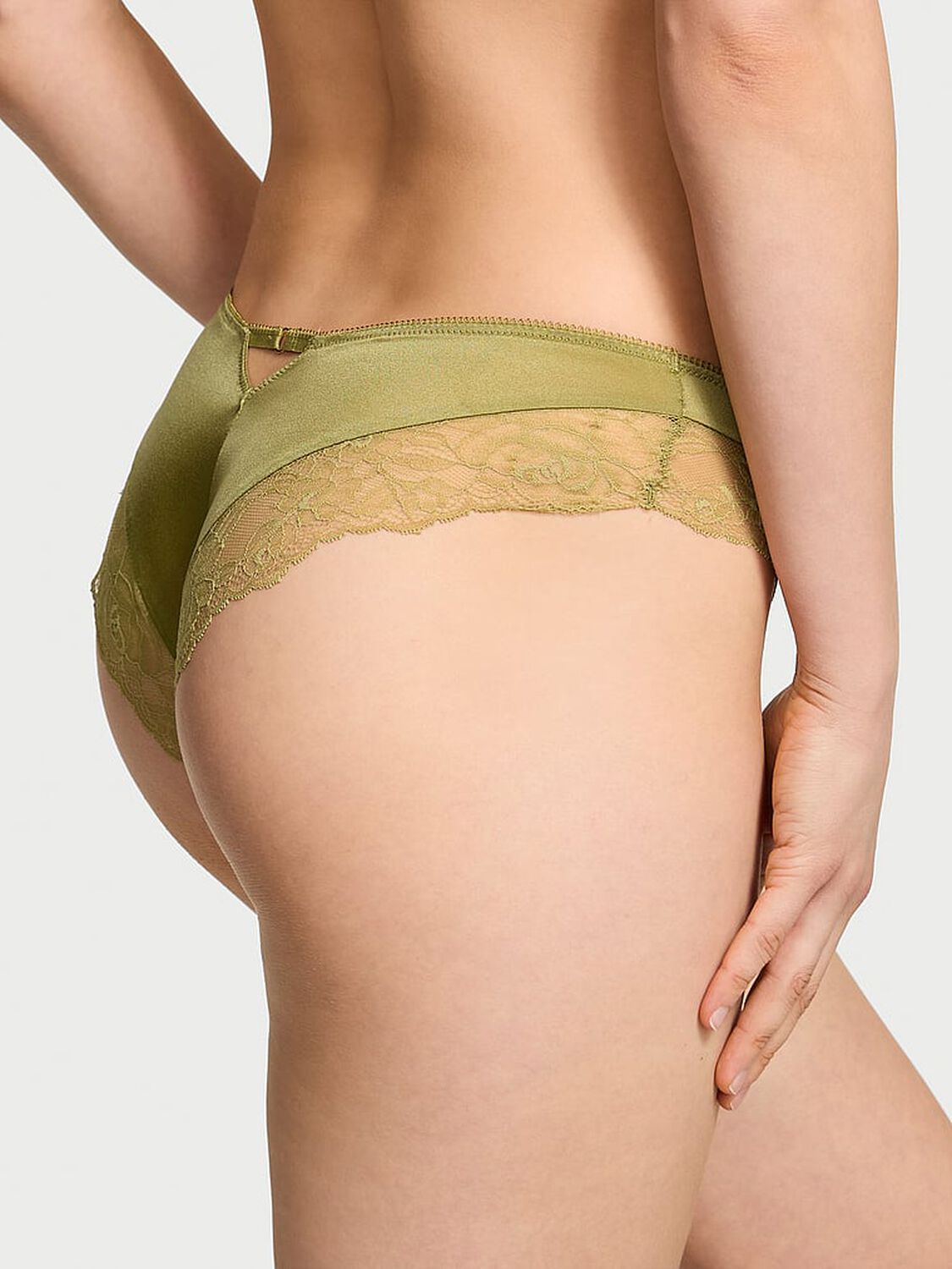 vs Very Sexy Rose Lace-Trim High-Leg Cheeky Panty Spanish Moss 1 of 3 