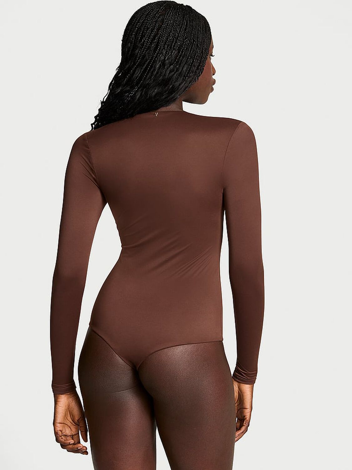 vs Victoria's Secret BODYWEAR by Victoria with FeatherSoft™ Innovation V-Neck Bodysuit Ganache 2 of 3 