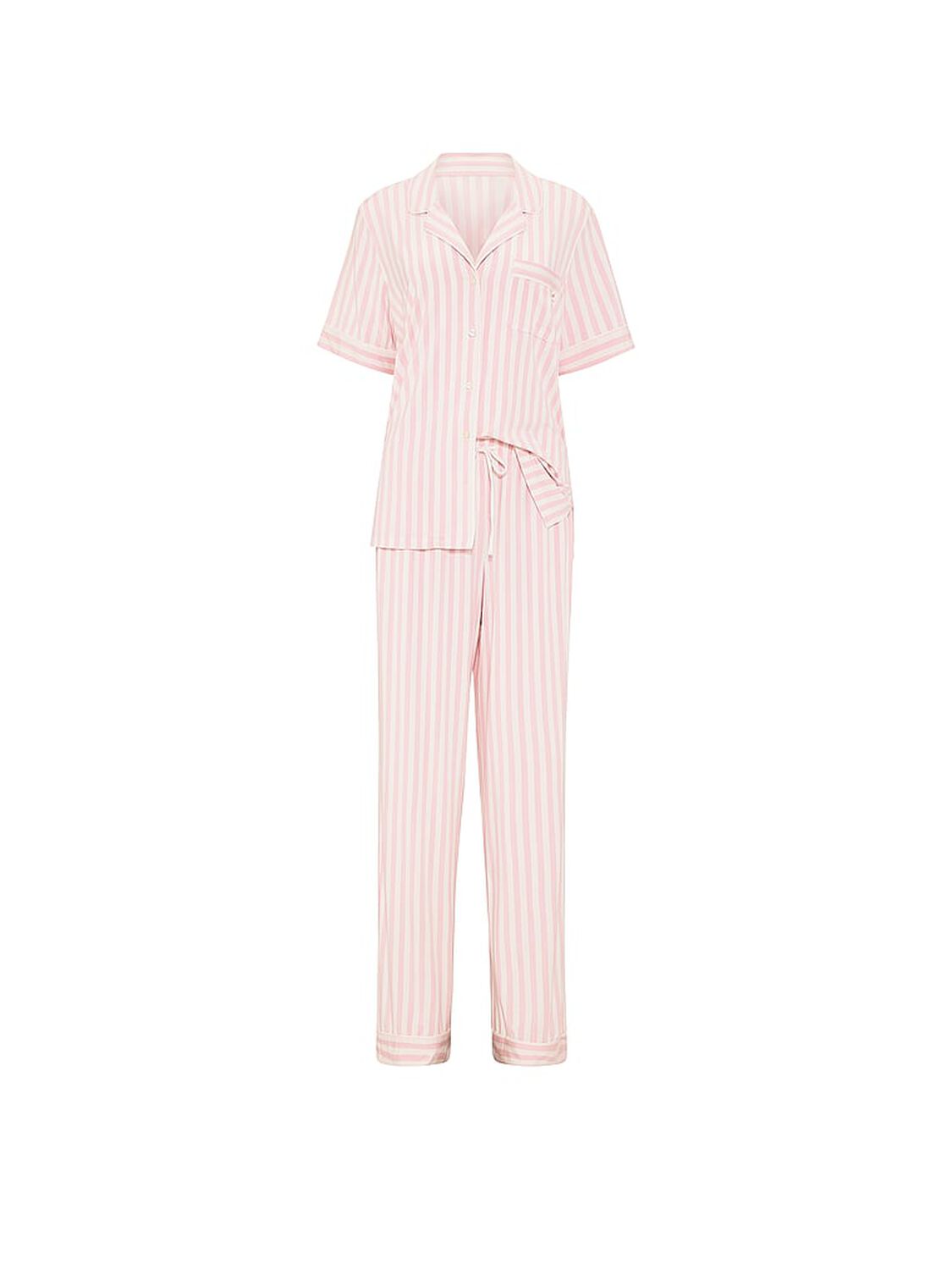 vs Victoria's Secret SoSoft&trade; Modal Short-Sleeve Long Pajama Set Iconic Pink Stripes 3 of 4 