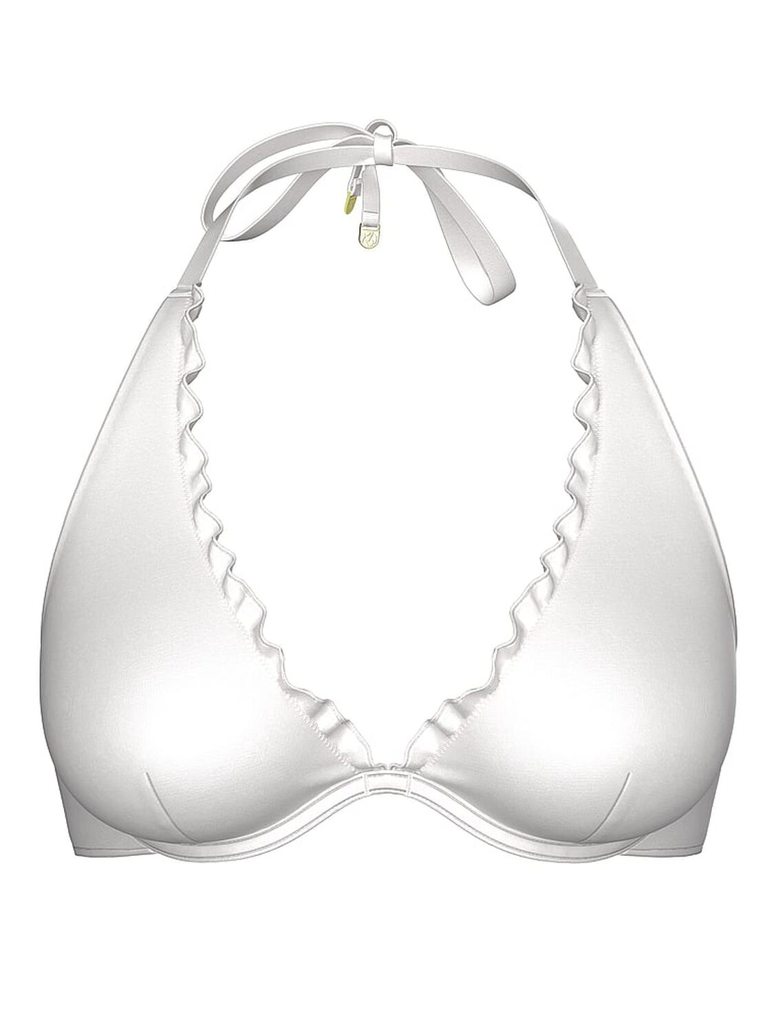 vs Victoria's Secret Swim VS Archives Essential Ruffled Halter Bikini Top Coconut White 1 of 4 