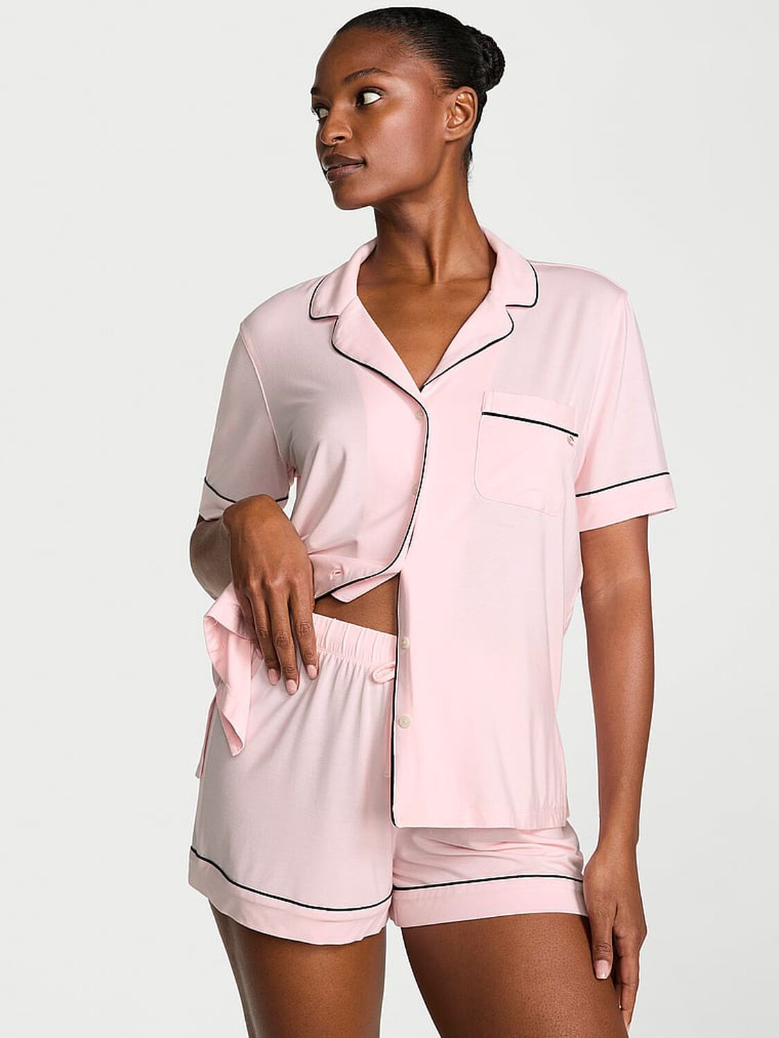 vs Victoria's Secret Modal Soft Short Pajama Set Angel Pink 1 of 3 