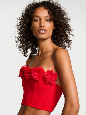 Red Roses Strapless Corset Top