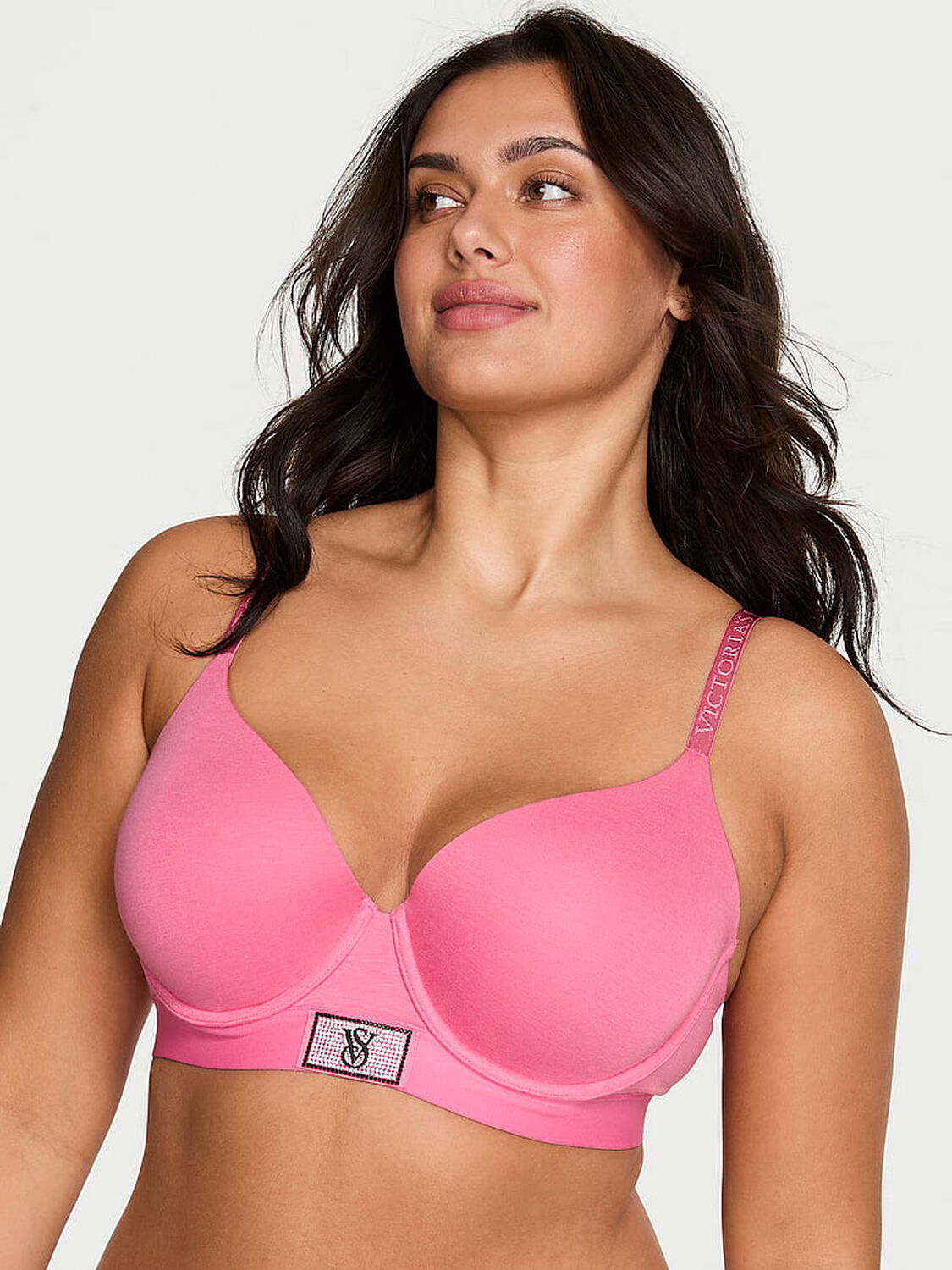 vs The T-Shirt Shine Patch Lightly Lined Demi Bra Rose Garden Pink 1 of 3 