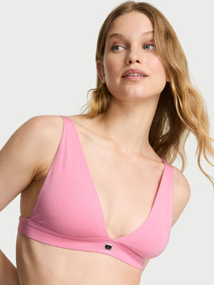 Cotton Logo Hardware Wireless Plunge Bralette