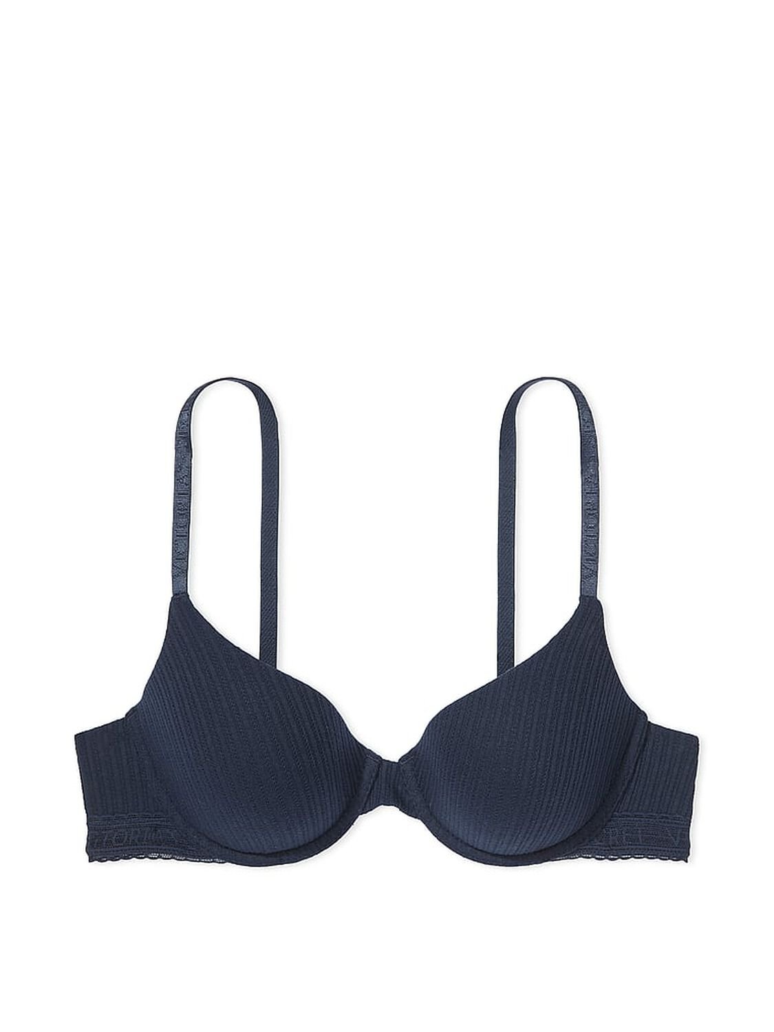 vs The T-Shirt Lightly Lined Pointelle Demi Bra Noir Navy 3 of 4 