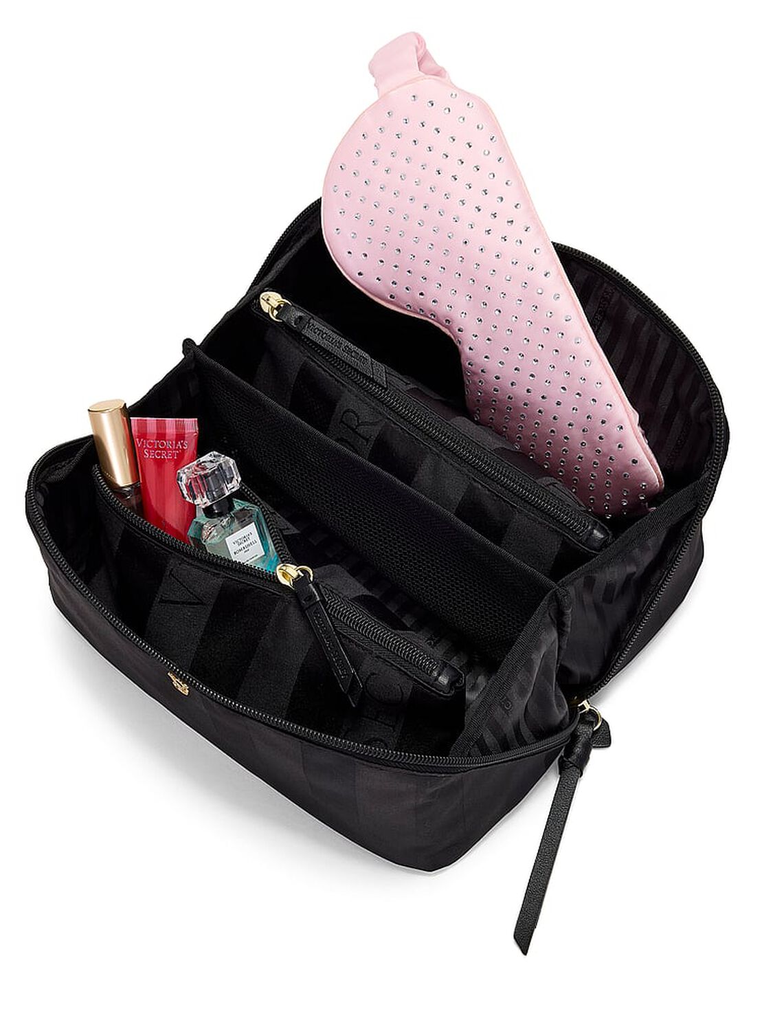 vs Victoria's Secret 3-Piece Expandable Travel Makeup Bag Black 2 of 2 