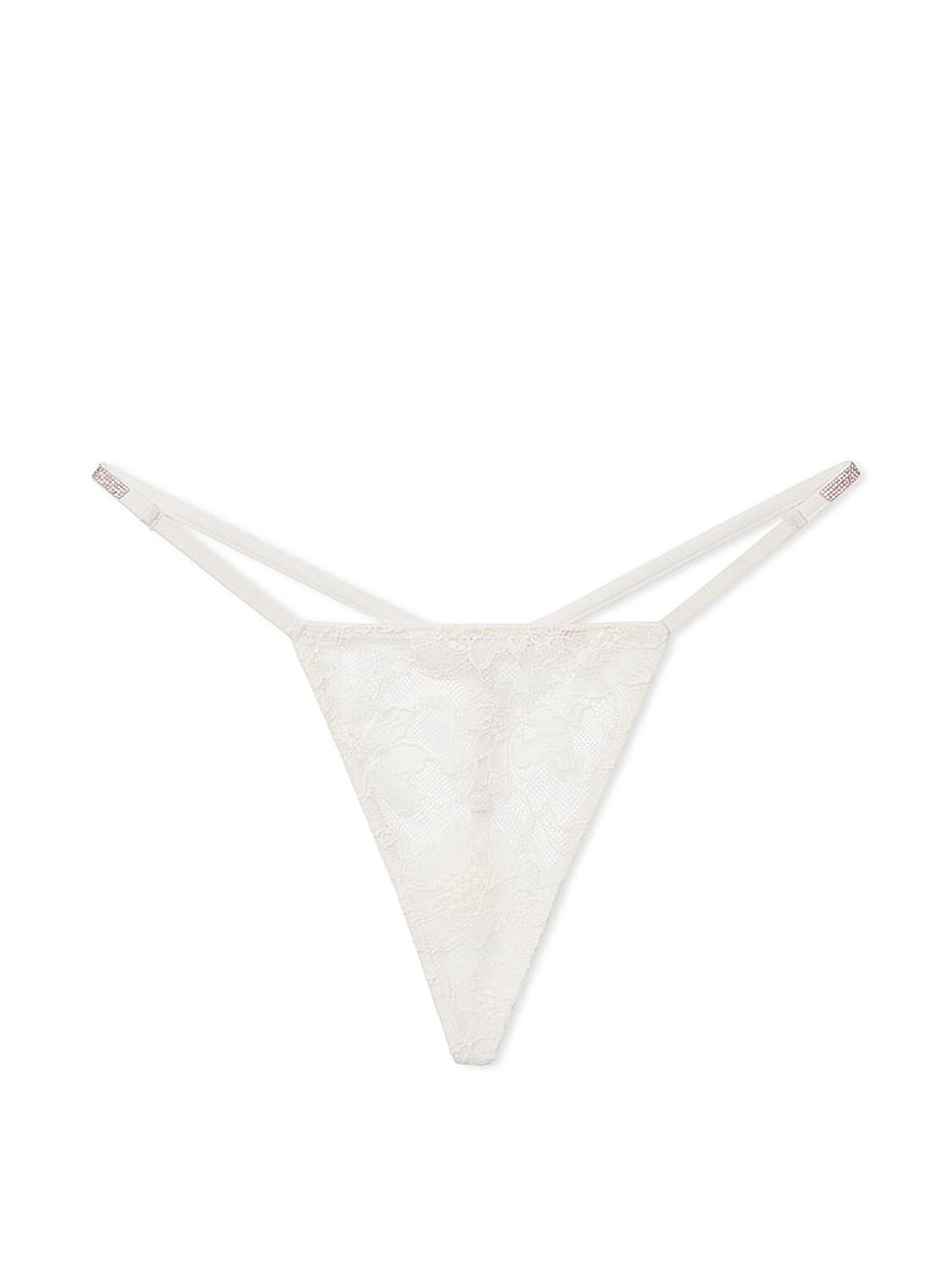 vs Very Sexy Shine Strap Lace V-String Panty Coconut White 3 of 4 