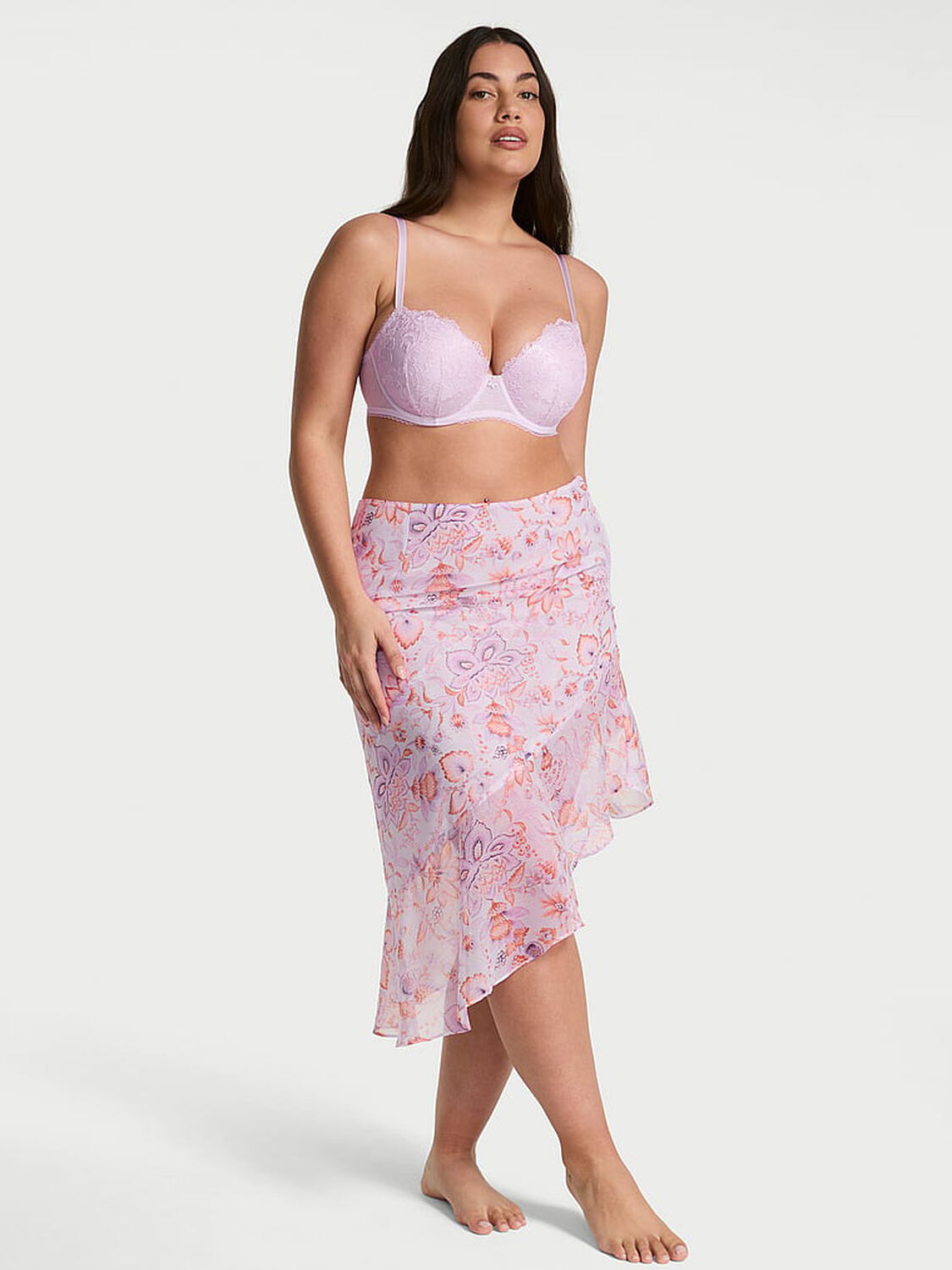 vs Victoria's Secret Vintage Blossom Chiffon Handkerchief Skirt Delicate Violet Floral 1 of 3 