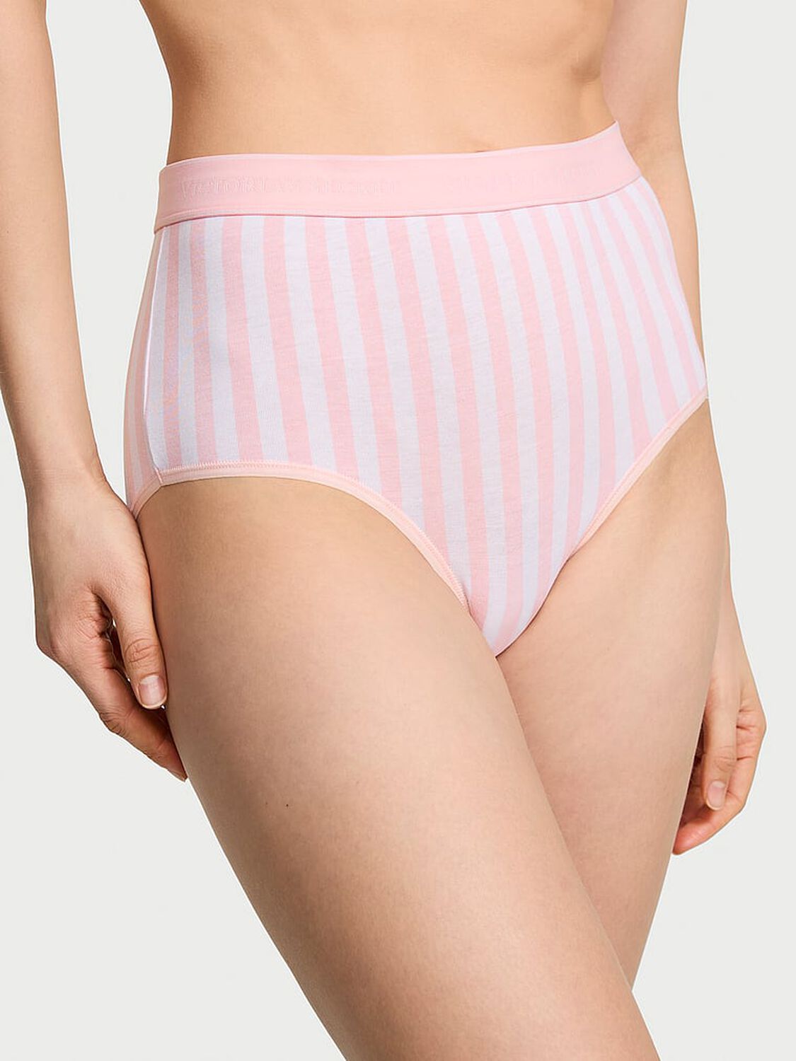 vs Cotton Logo Cotton Modern Brief Panty Pretty Blossom Stripes 1 of 2 