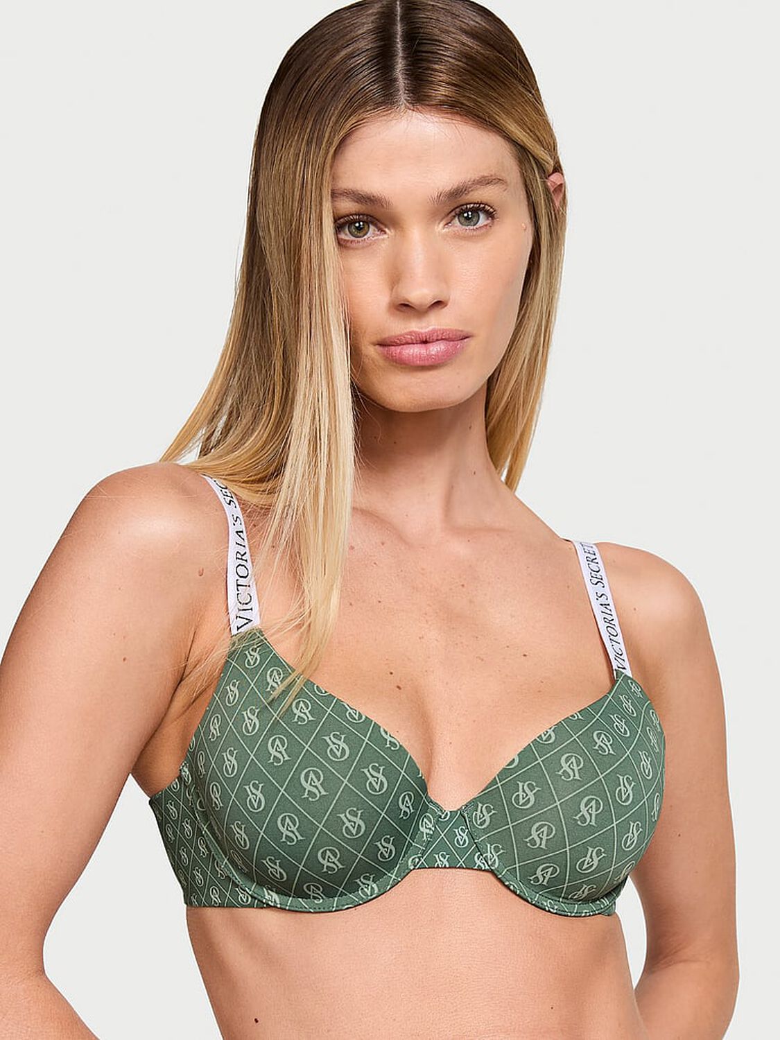 vs The T-Shirt Lightly Lined Demi Bra Logo Faded 1 of 3 
