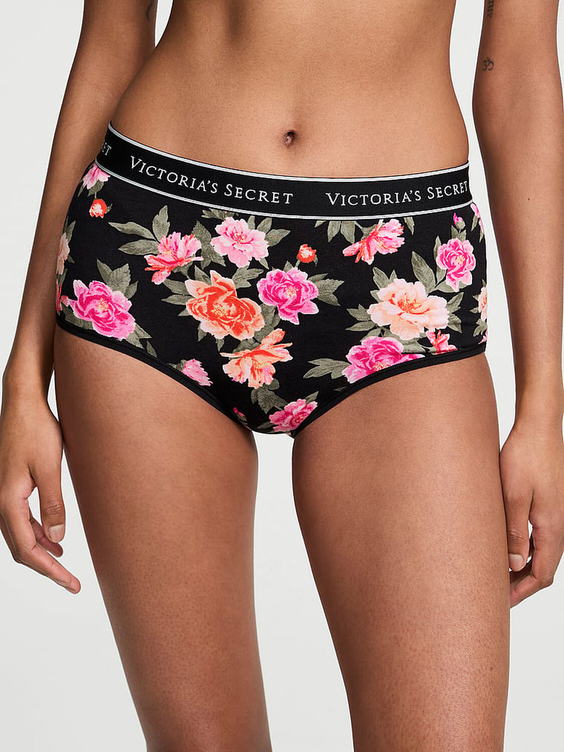 vs Cotton Logo Cotton Modern Brief Panty Black Floral 3 of 3 