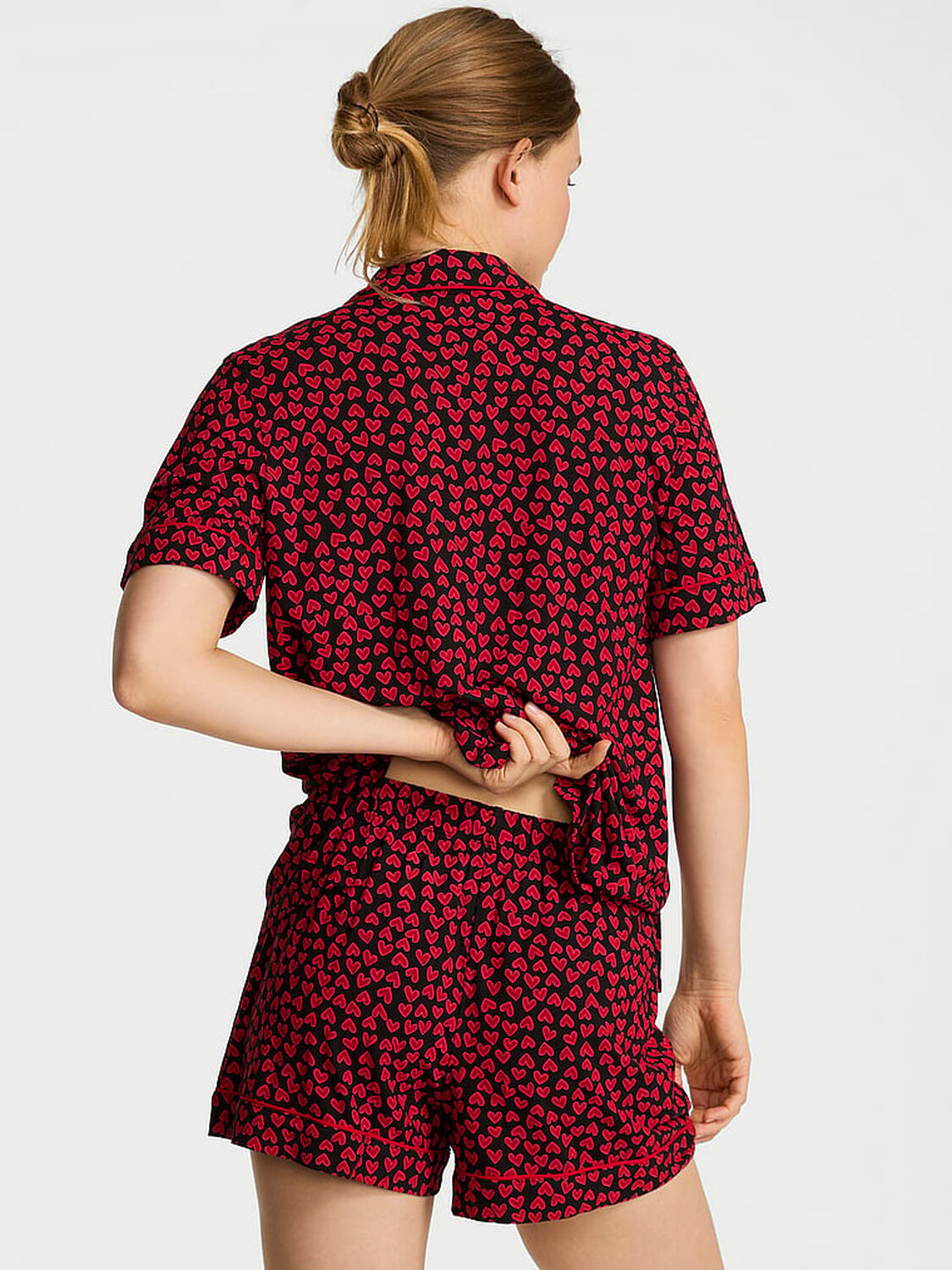 vs Victoria's Secret Modal Soft Short Pajama Set Lipstick Scattered Hearts 2 of 3 