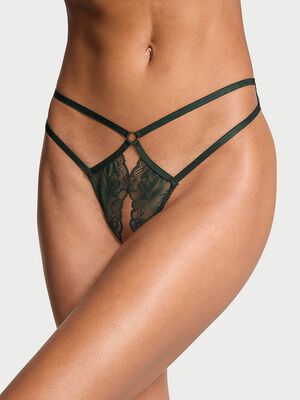 Rose Lace Crotchless Thong Panty