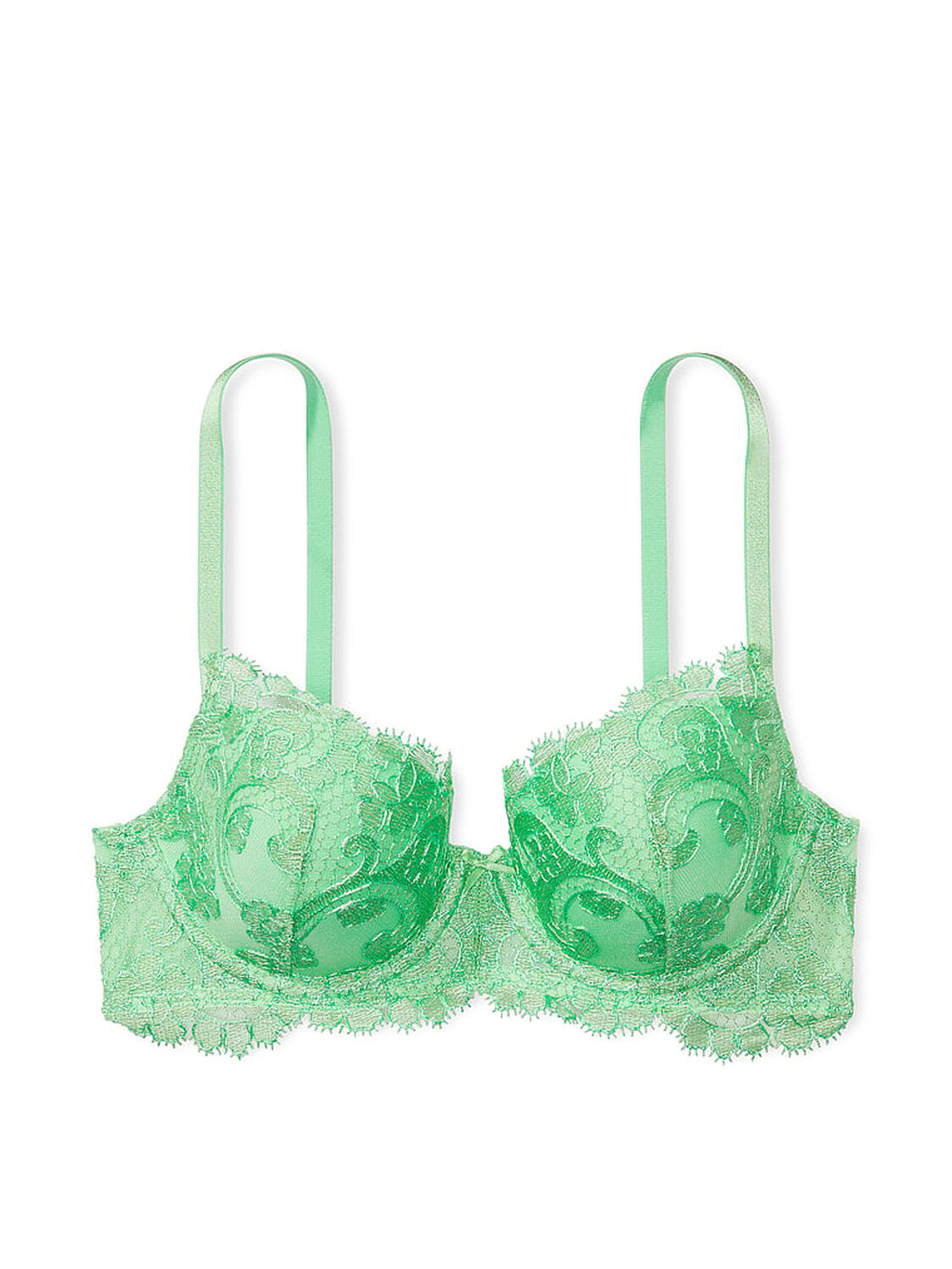 vs Dream Angels Boho Floral Embroidery Lightly Lined Demi Bra Clueless Green 3 of 4 