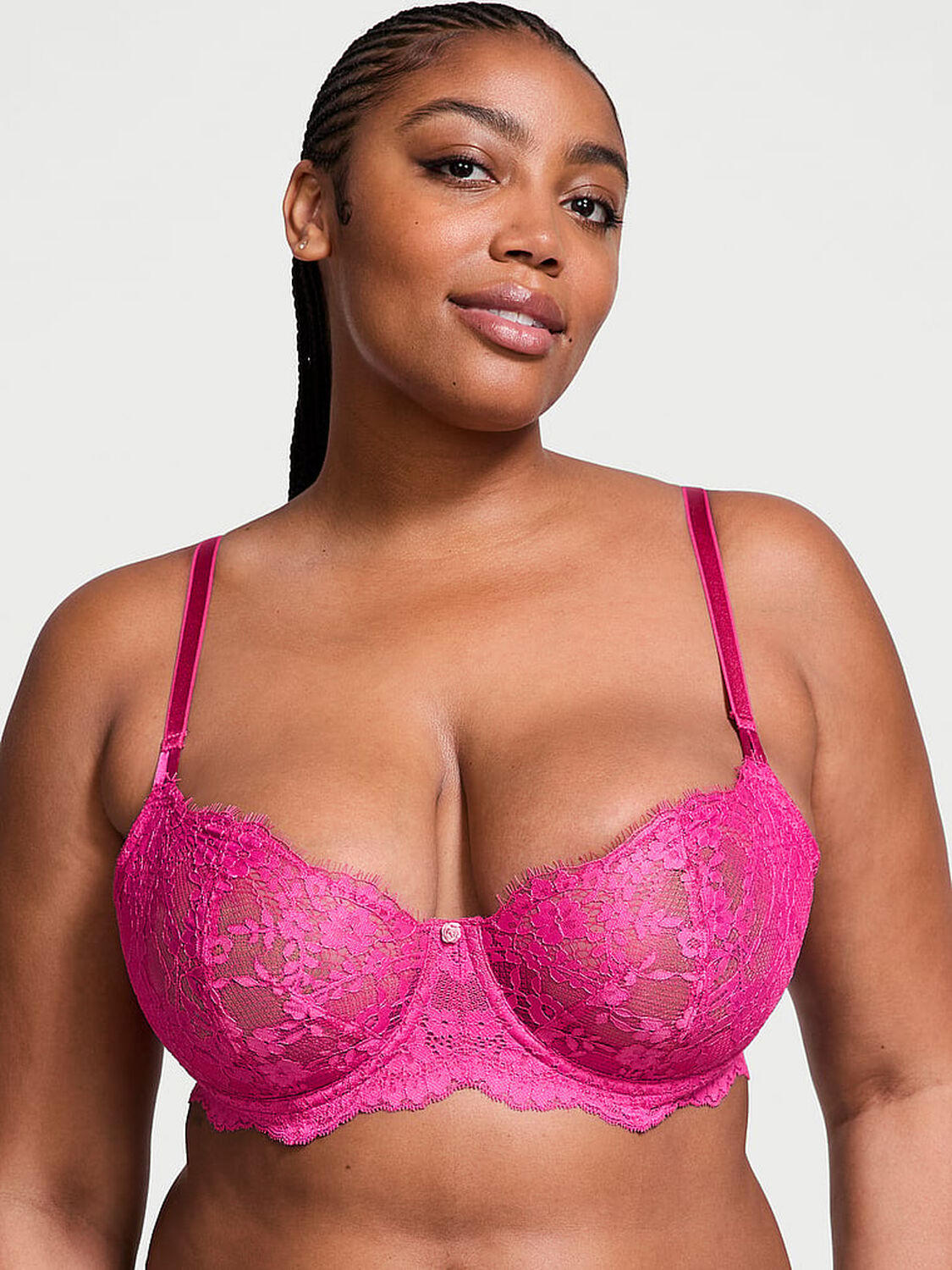 vs Dream Angels Wicked Unlined Lace Balconette Bra Luscious Rose 1 of 4 