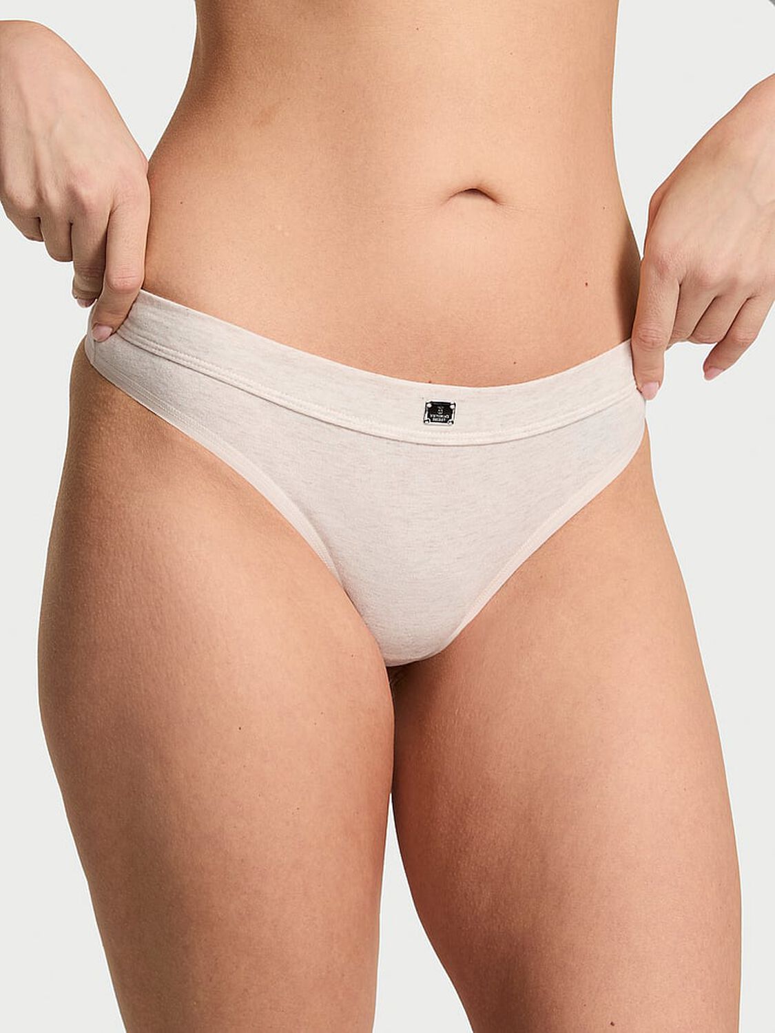 vs Cotton Logo Cotton Thong Panty Heather Natural 4 of 4 