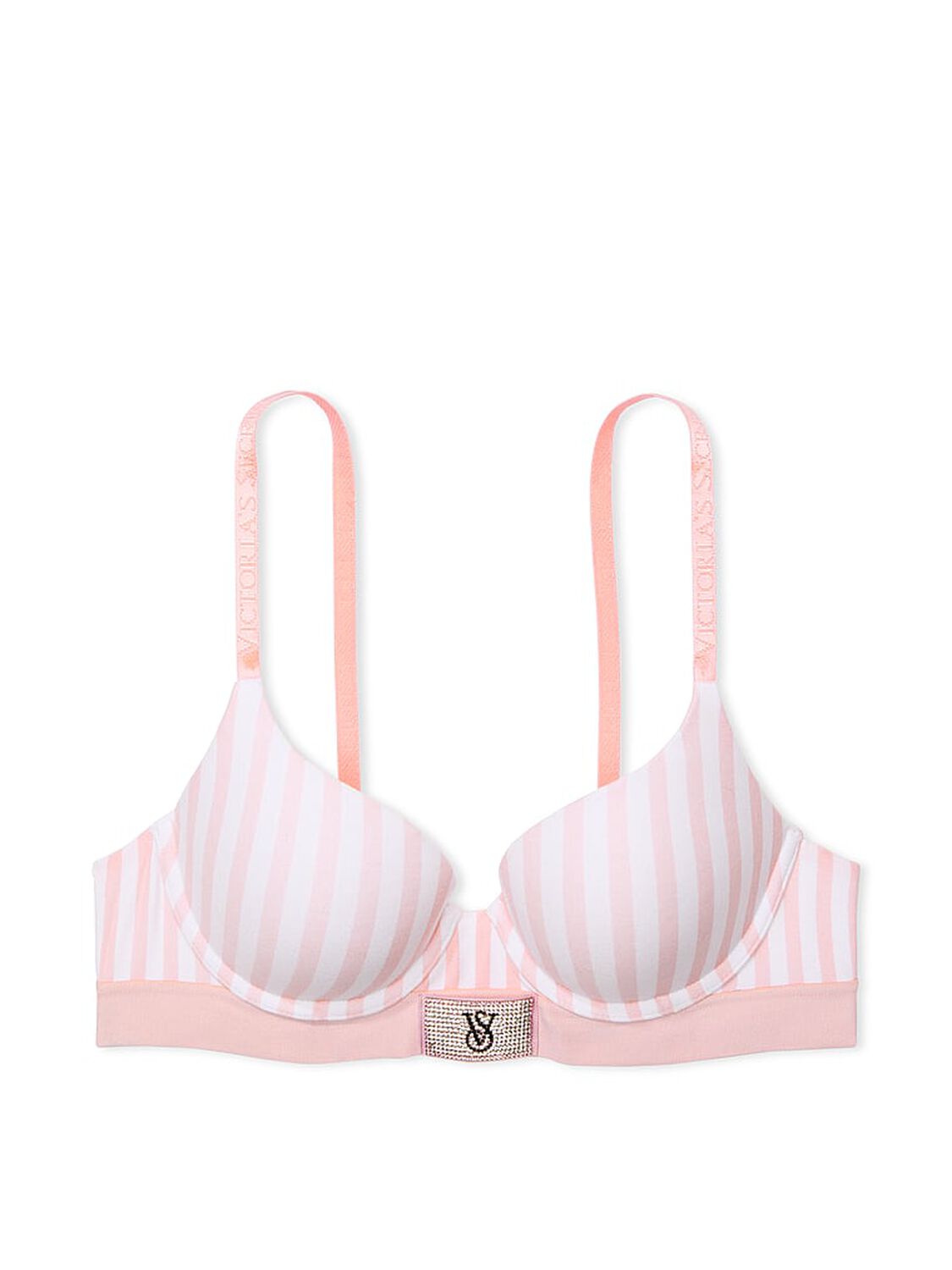 vs The T-Shirt Shine Patch Push-Up Perfect Shape Bra Pink Stripes 3 of 3 