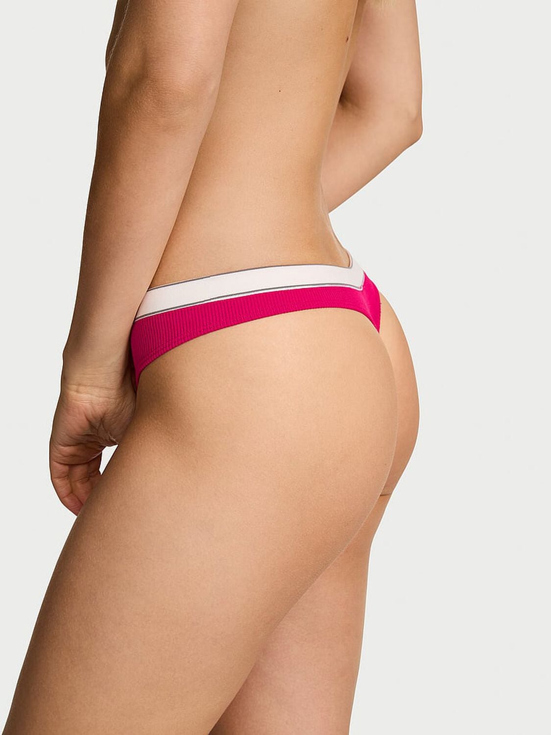 vs Seamless Seamless Logo Rib Thong Panty Vibrant Fuchsia 2 of 2 