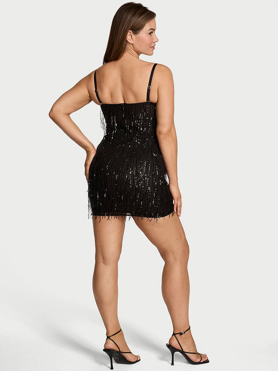 vs Very Sexy Showgirl Sequin Fringe Strapless Party Dress Black 2 of 3 
