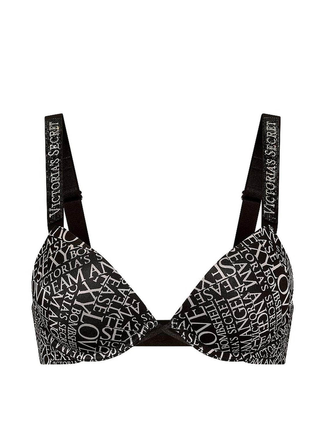 vs Very Sexy Logo Shine Strap Push-Up Bra Black Newspaper 3 of 3 