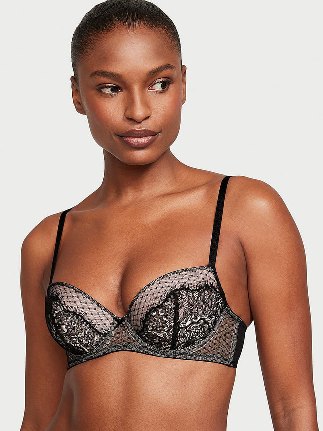 vs Dream Angels Lace Lightly Lined Demi Bra 1 of 4 