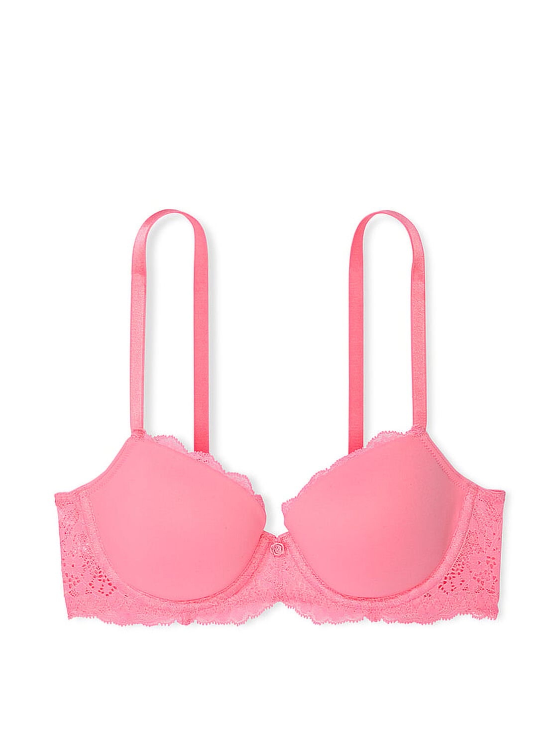 vs Dream Angels Smooth & Lace Lightly Lined Classic Coverage Demi Bra Pink Hope 3 of 4 
