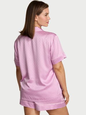 Glazed Satin Heart Short Pajama Set