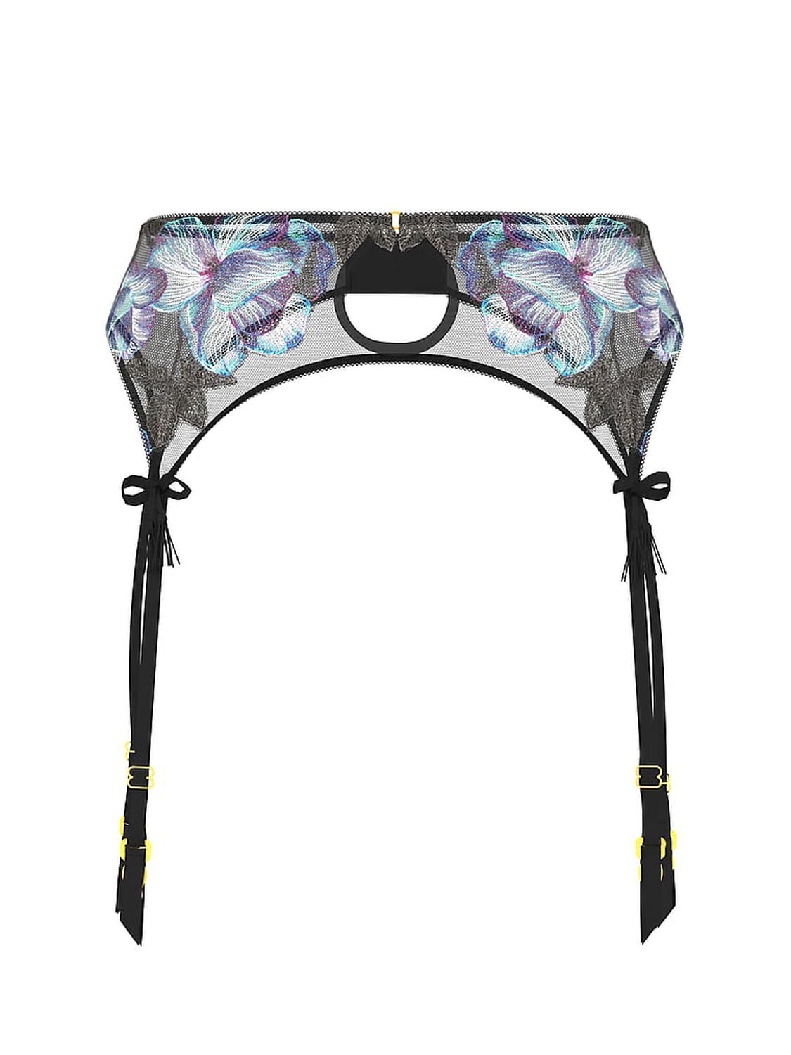 vs Very Sexy Electric Orchid Embroidery Garter Belt Black Orchid 3 of 4 