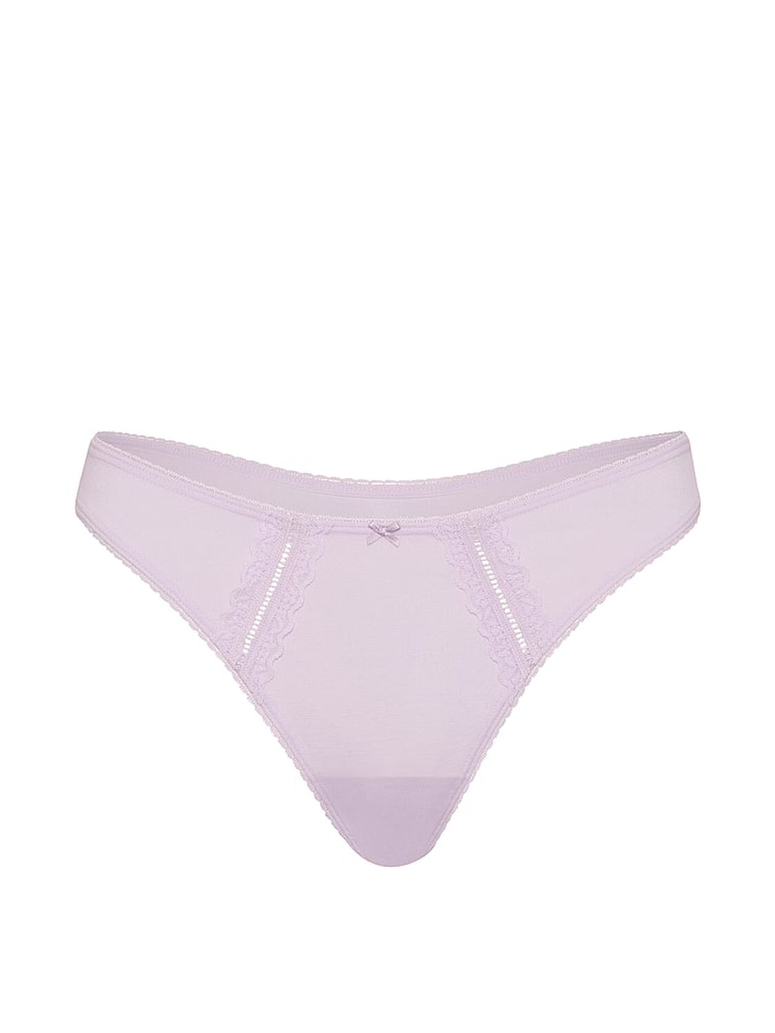 vs Victoria's Secret Cotton Lace-Trim High-Leg Scoop Thong Panty Purple Whisper 3 of 3 