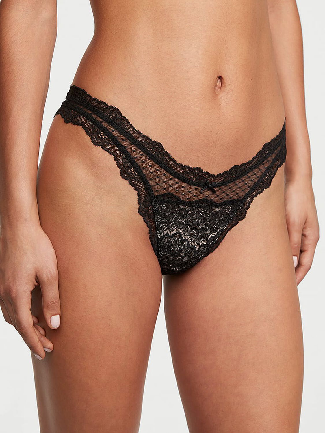vs Dream Angels Lace & Mesh Brazilian Panty 1 of 4 