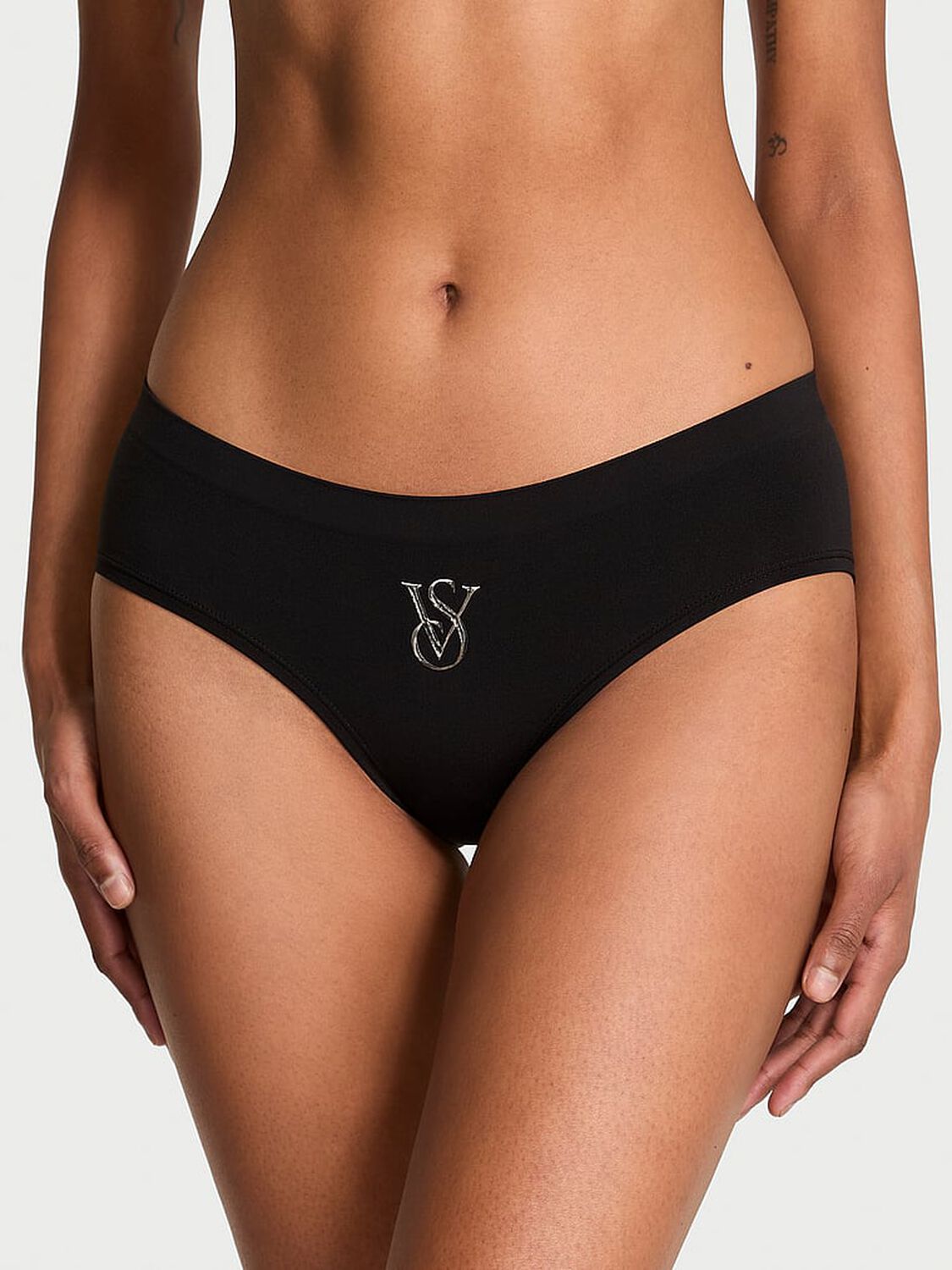 vs Seamless Seamless Sparkle Logo Hiphugger Panty Black 1 of 3 