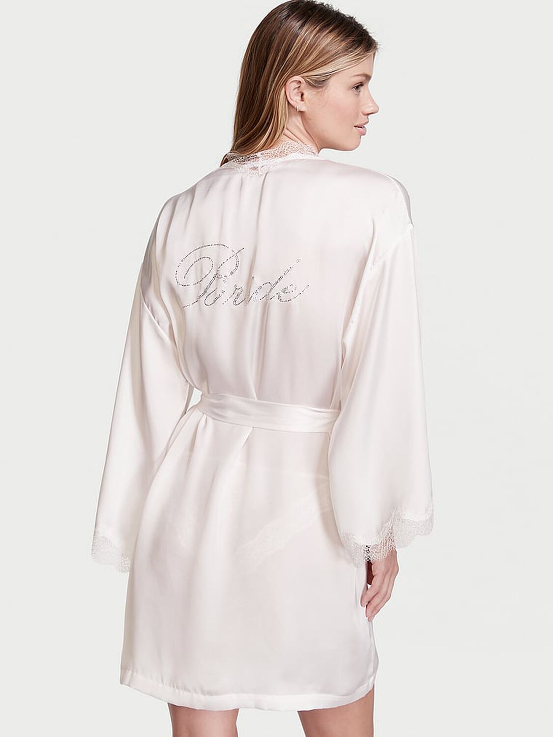 vs Victoria's Secret Satin Lace Trim Robe 2 of 4 