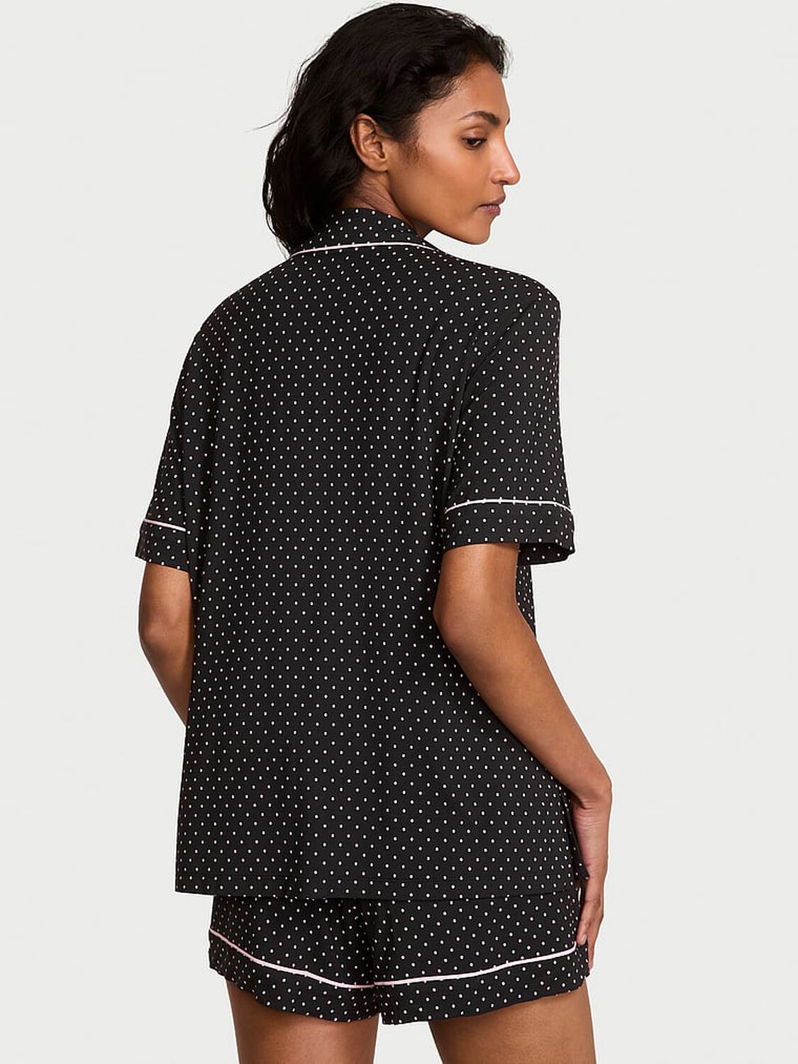 vs Victoria's Secret Modal Soft Short Pajama Set Black/Pretty Blossom Dot 1 of 3 