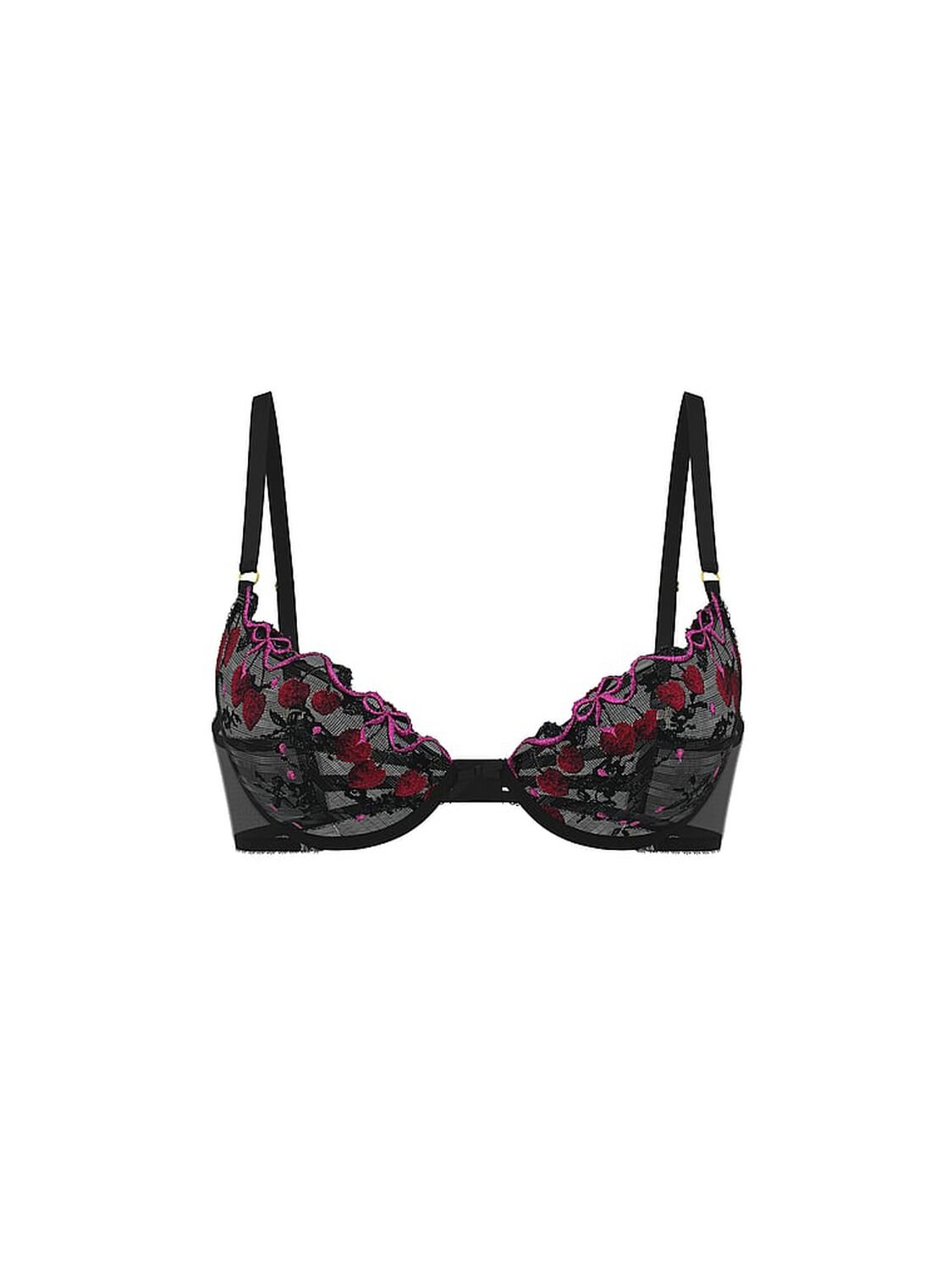 vs Very Sexy Cherry Pop Embroidery Unlined Demi Bra Black Cherry Pop 3 of 3 