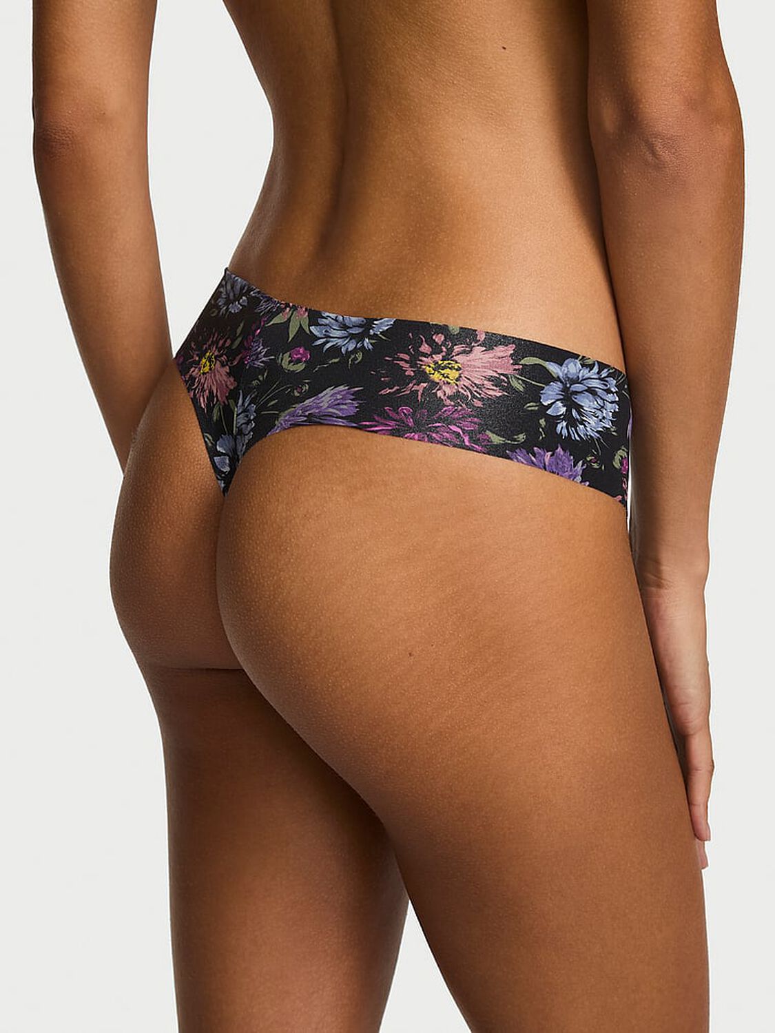 vs No-Show No-Show Thong Panty Black Ground Peonies 2 of 3 