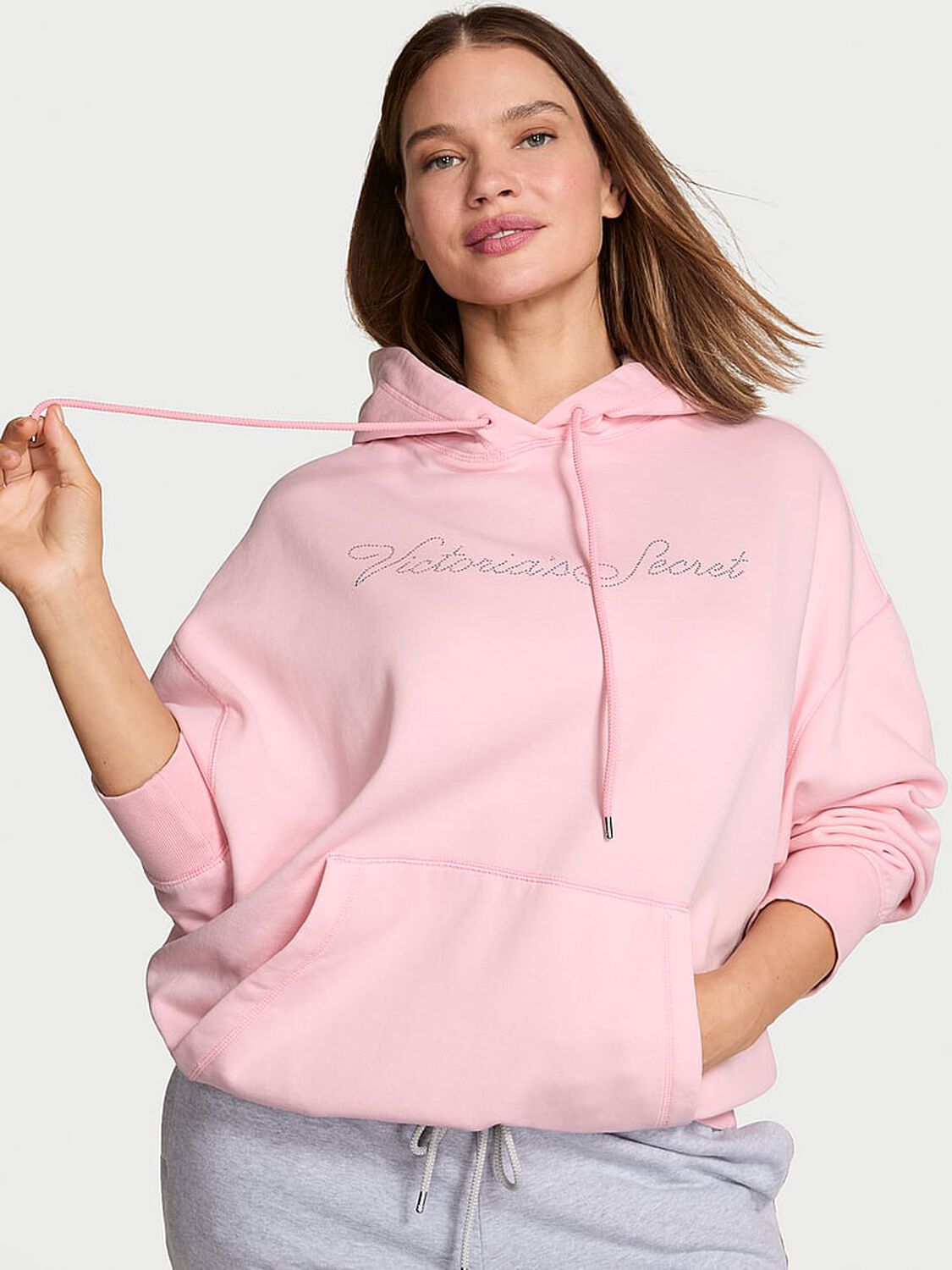 vs Angel Essentials Iconic Fleece Relaxed Hoodie Pretty Blossom 1 of 3 