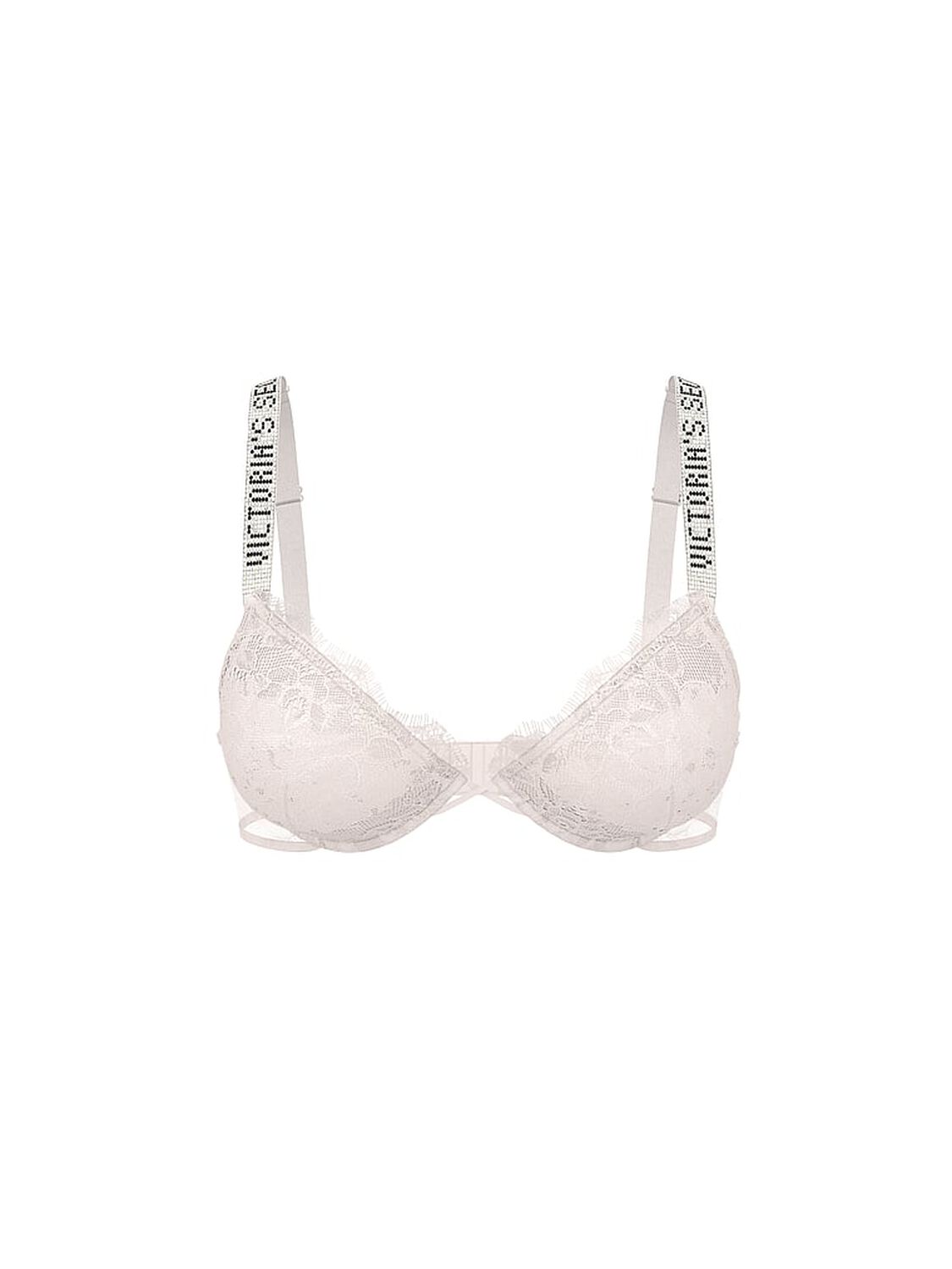 vs Very Sexy Shine Strap Rose Lace Lightly Lined Low-Cut Demi Bra Coconut White 3 of 3 
