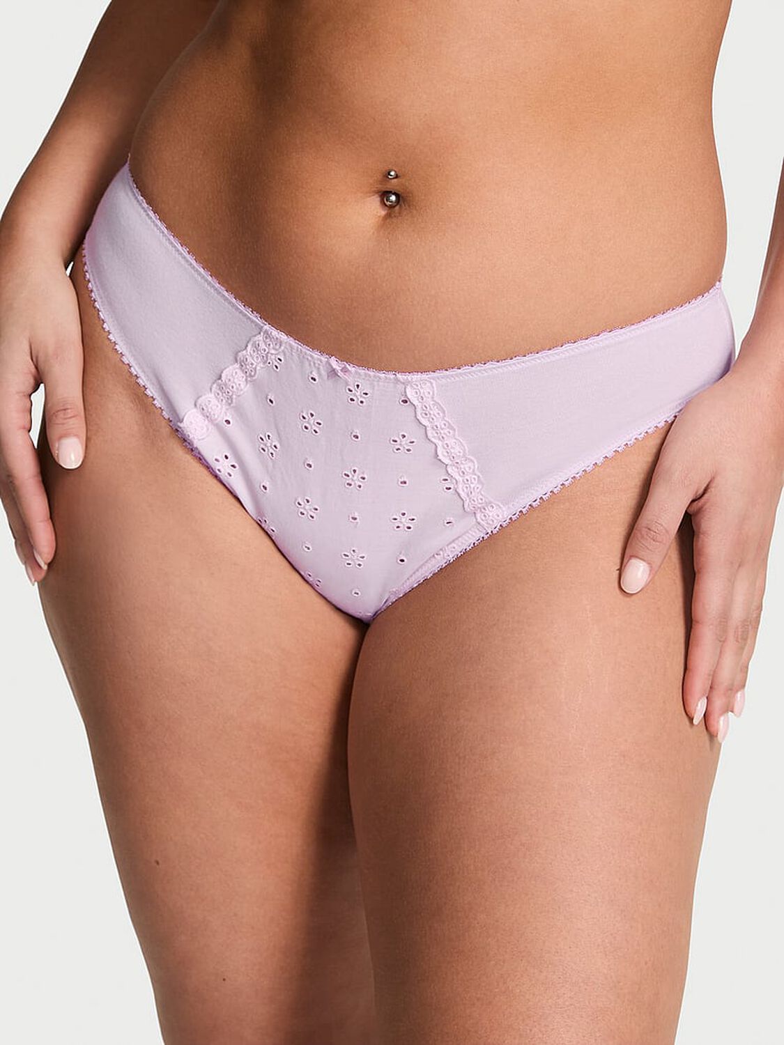 vs Victoria's Secret Stretch Cotton Eyelet Bikini Panty Delicate Violet 1 of 2 